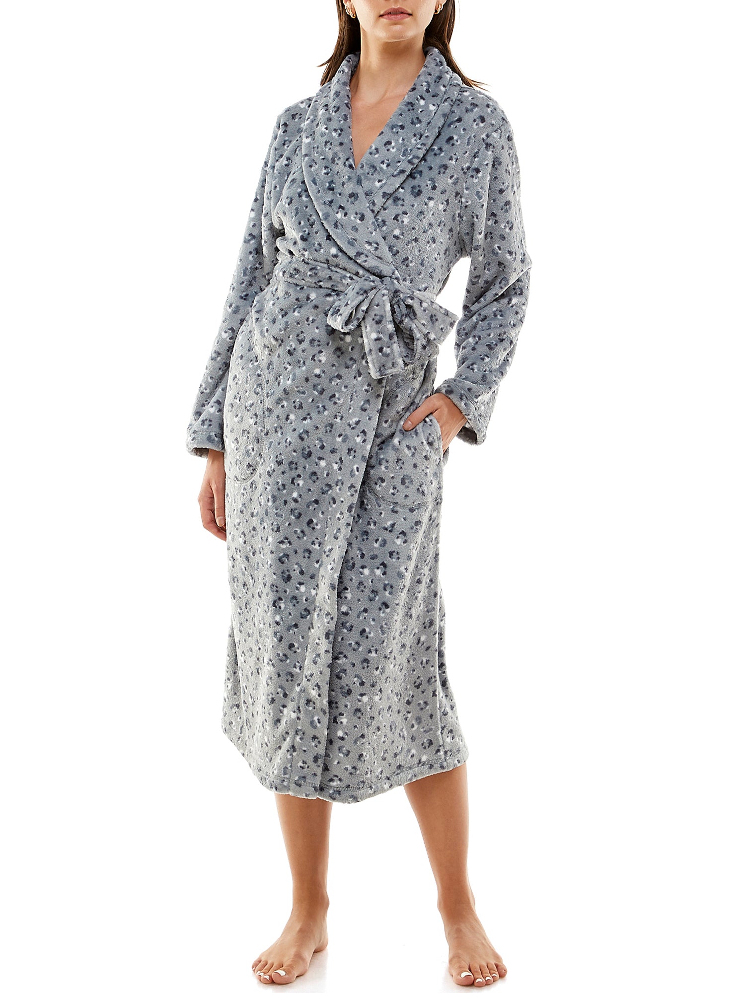 Jaclyn Intimates Womens Long Sleeve Ankle Length Shawl Collar Belted Robe