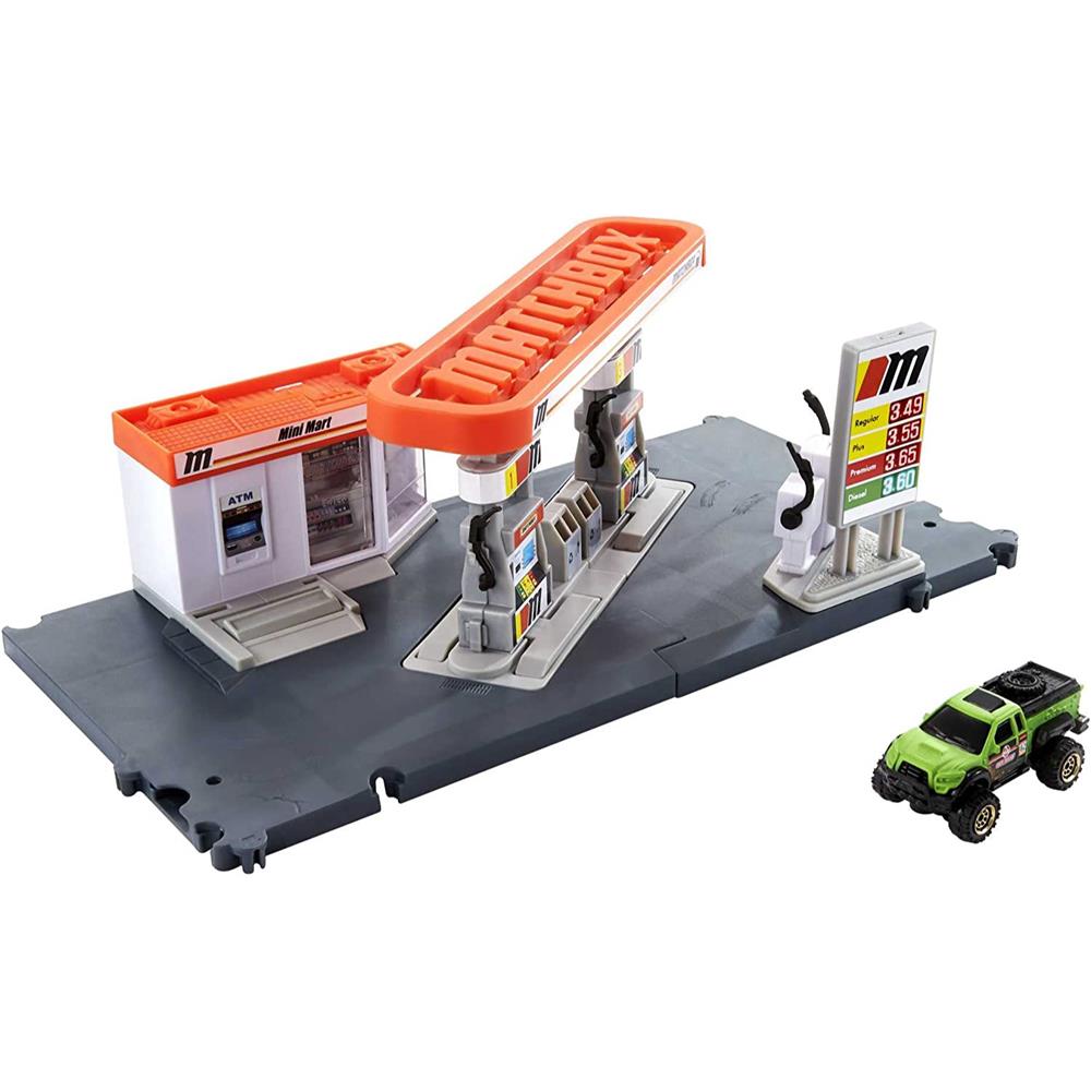 Mattel Matchbox Cars Playset, Action Drivers Fuel Station & 1:64 Scale Toy Truck