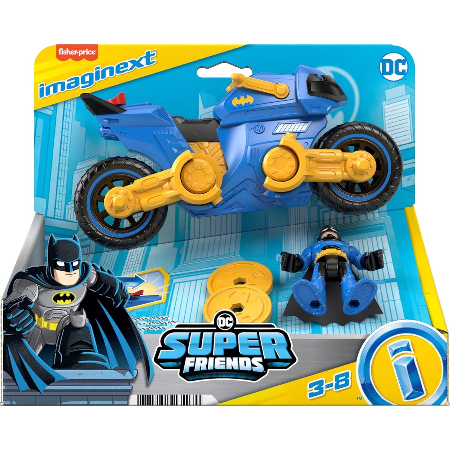 Fisher Price Imaginext DC Super Friends Batman Toy Figure & Transforming Batcycle, Preschool Toys