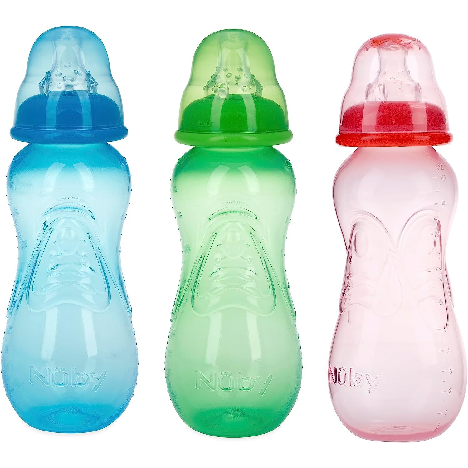 Nuby Non-Drip Standard Neck Bottles, 10 oz