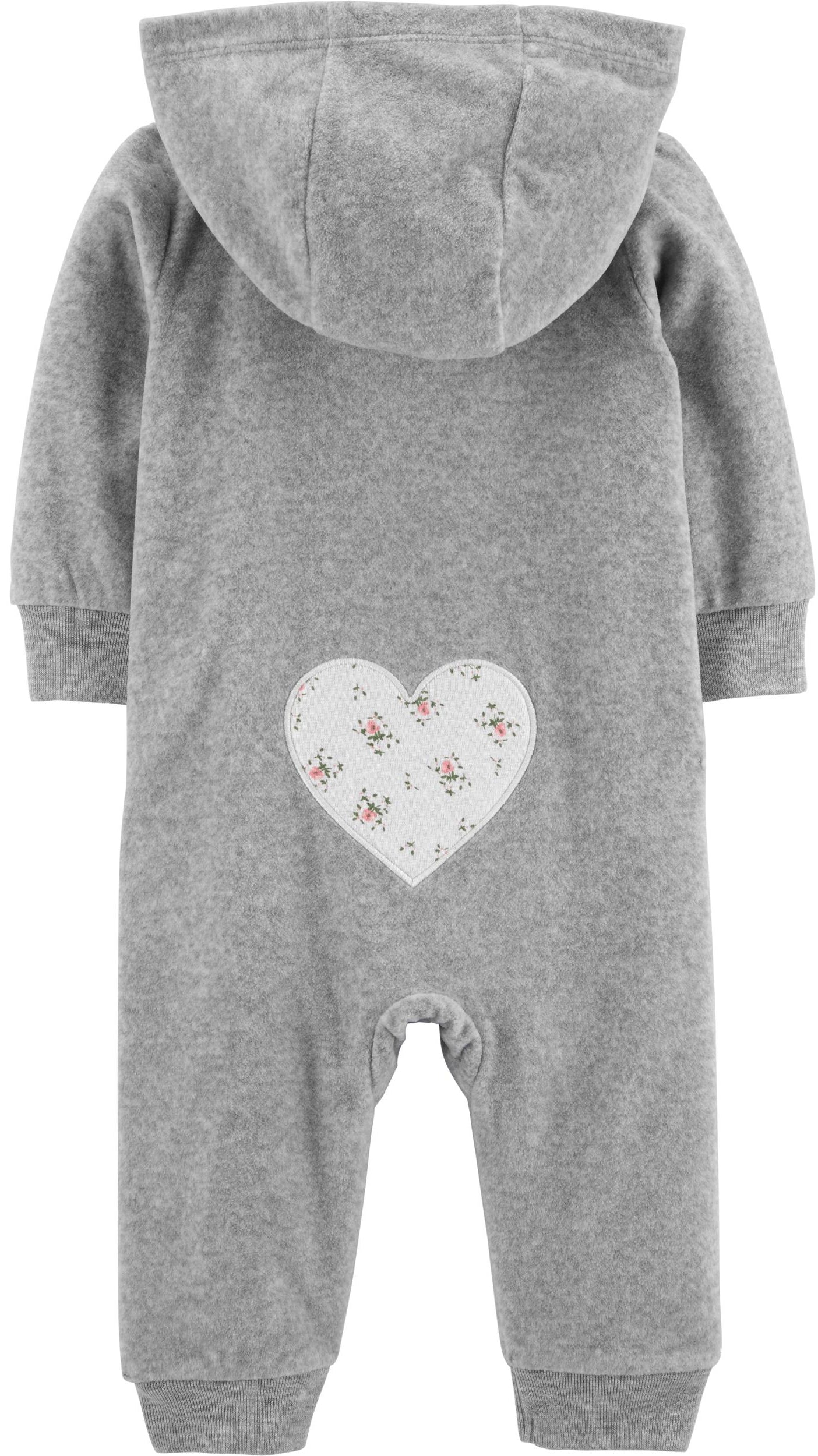 Carters Girls 0-24 Months Heart Hood Jumpsuit