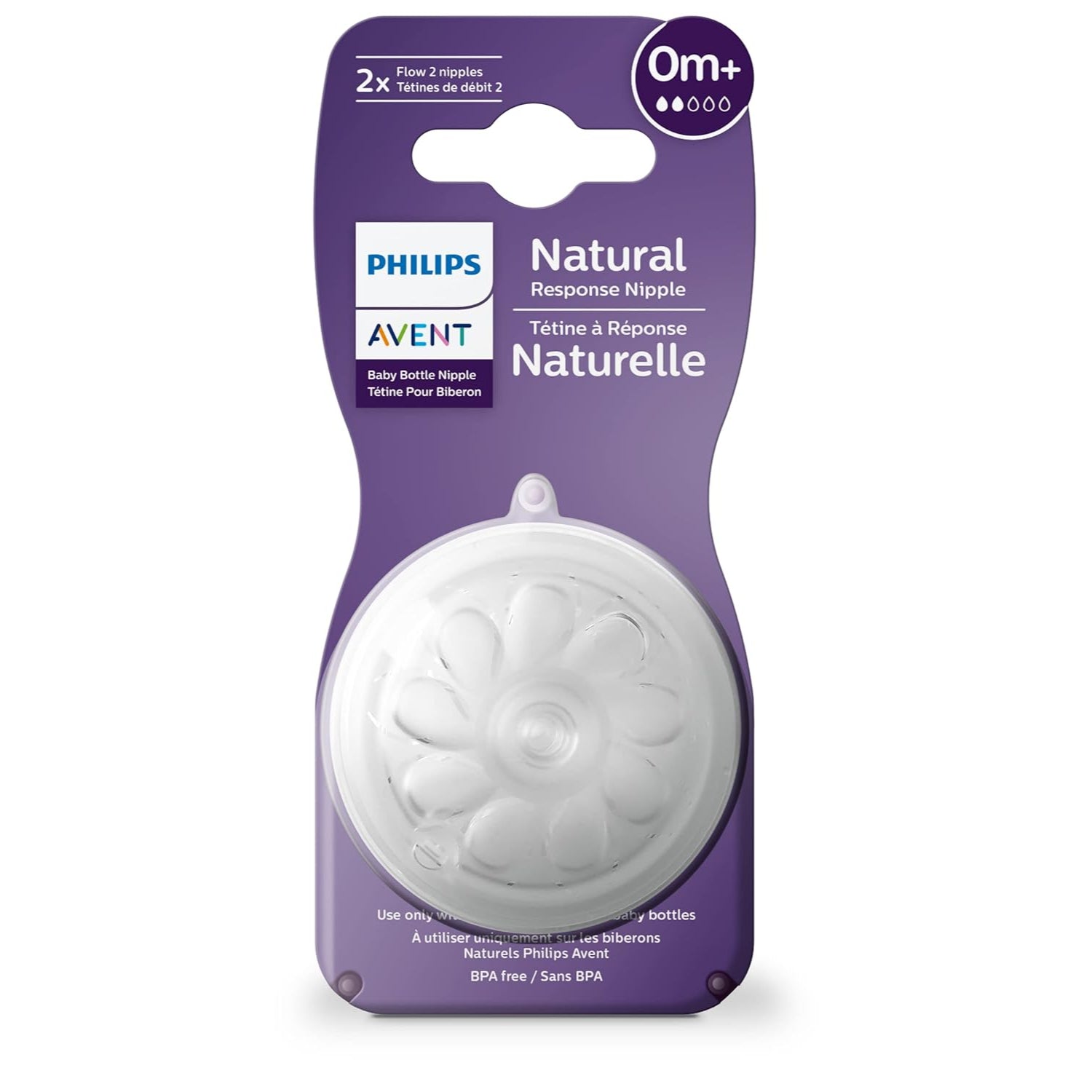 Philips Avent Natural Baby Bottle Nipple, Newborn 0M+, 2pk