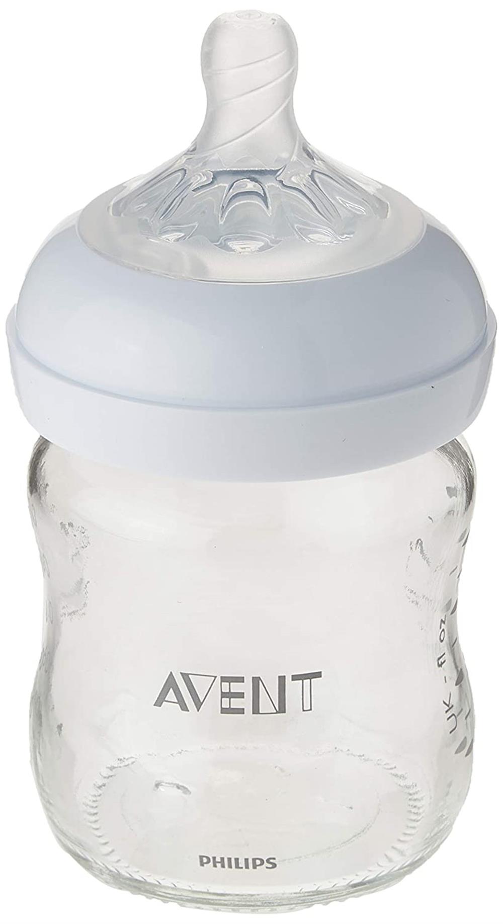 Philips Avent Natural Glass Baby Bottle with Newborn flow nipple, 4 oz