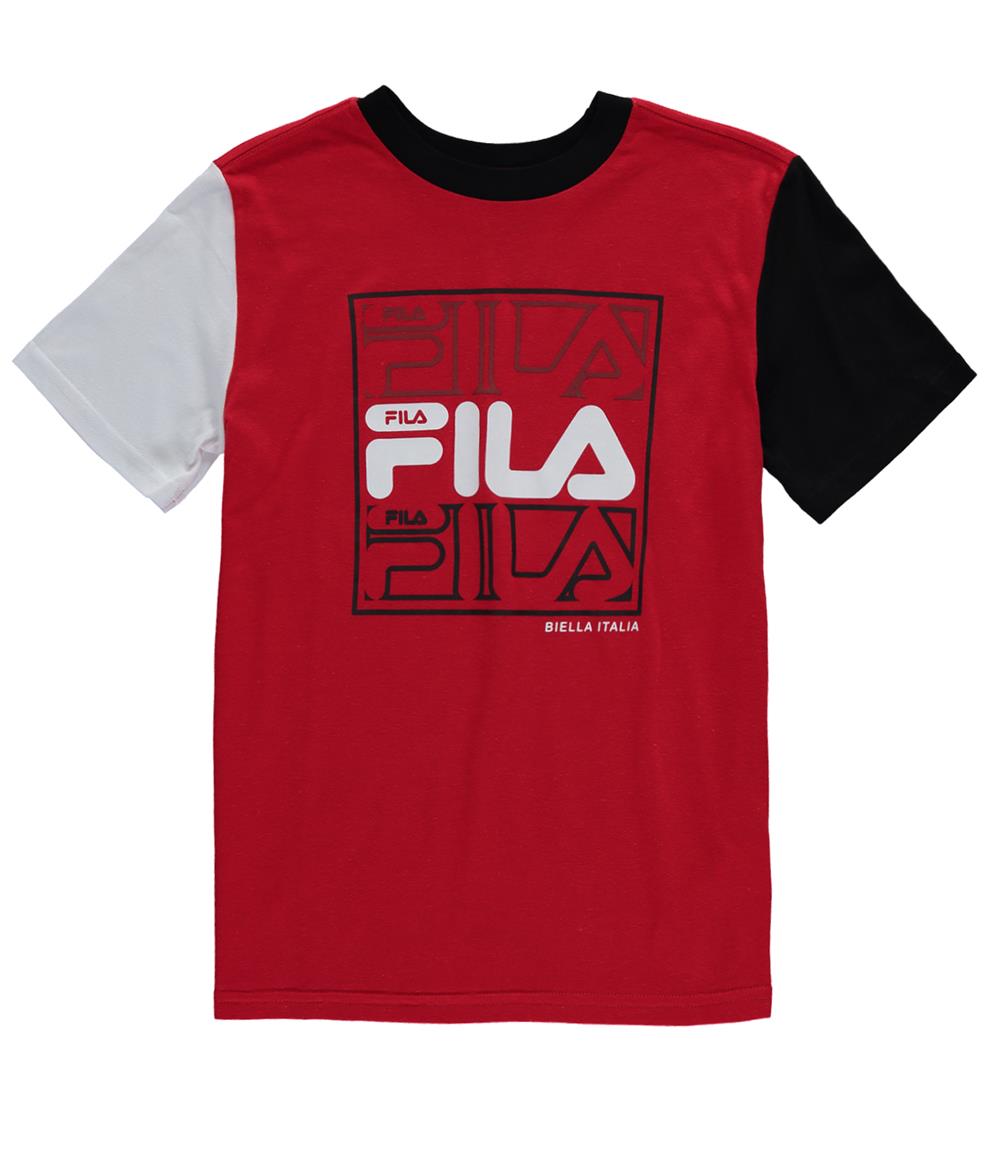 FILA Boys 4-7 Long Sleeve Color Block Boxed Stacked Logo Tee