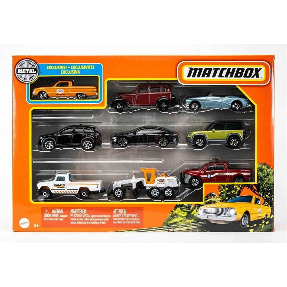 Mattel Matchbox Cars, 9-Pack Die-Cast 1:64 Scale Toy Cars, (Styles May Vary)