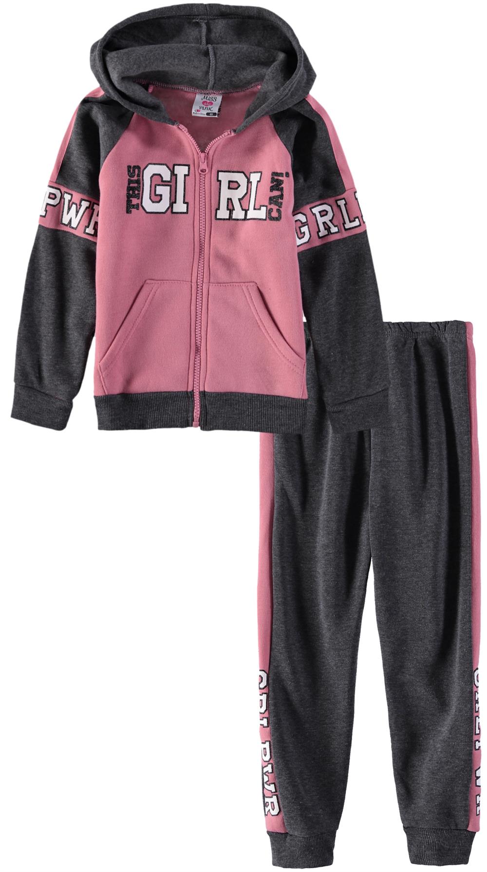 Miss Pink Girls 2T-4T Girl Power Zip Jogger Set