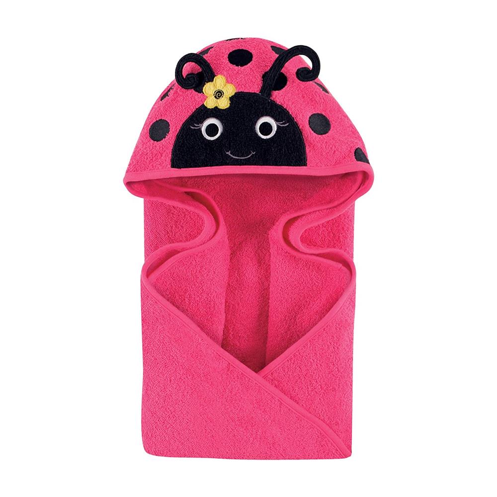 Hudson Baby Animal Face Hooded Towel, Ladybug