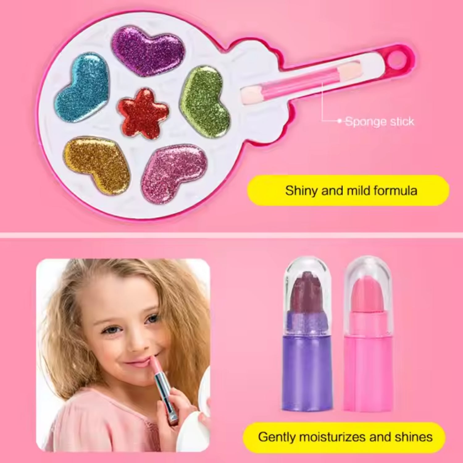 Glam Kidz Fashion Washable Makeup Toys Lollipop Cosmetic Toy Girl Gift Box Kids Real Make Up Kit for Girls