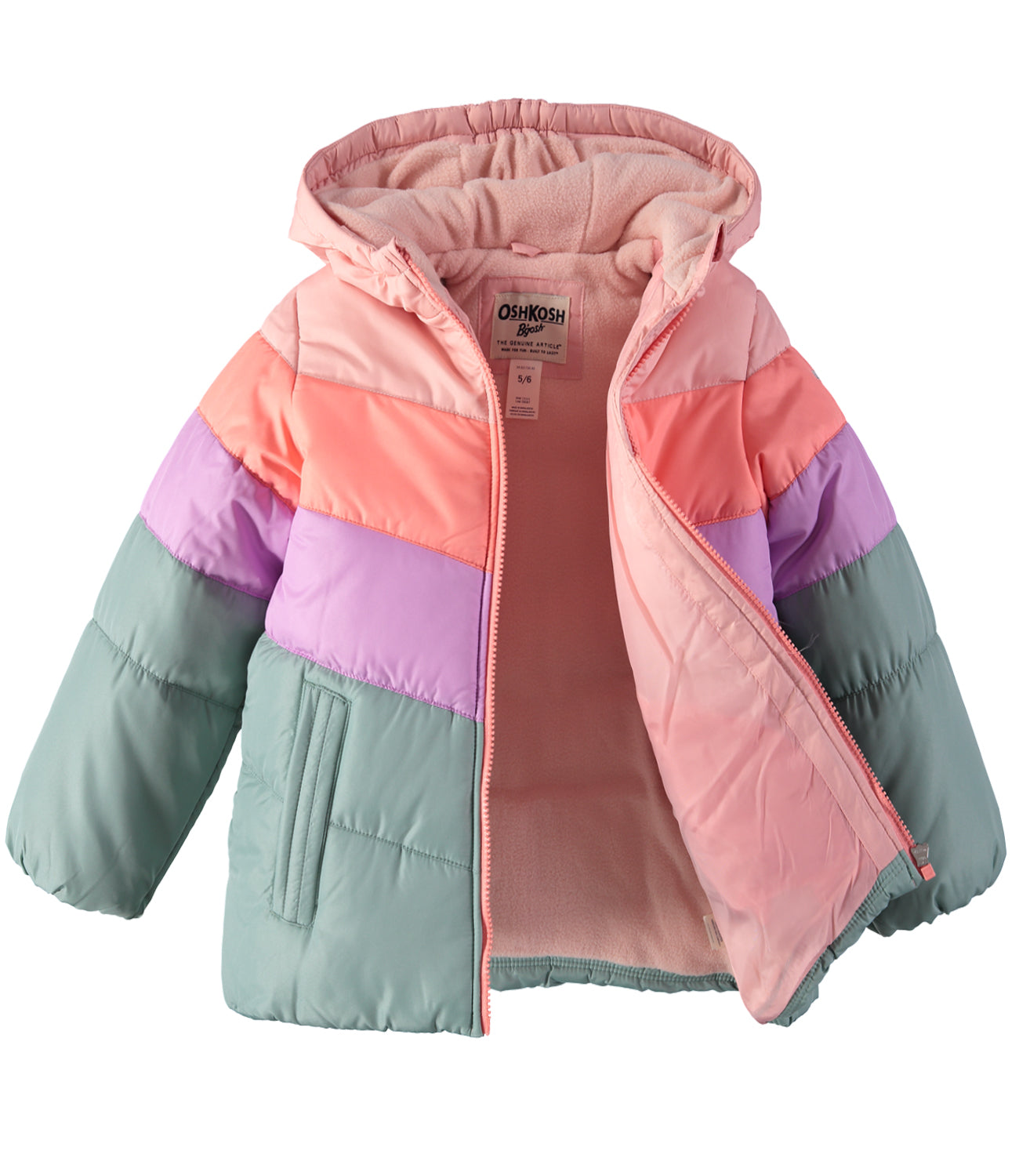 Osh Kosh Girls 2T-6X Colorblock Puffer Jacket