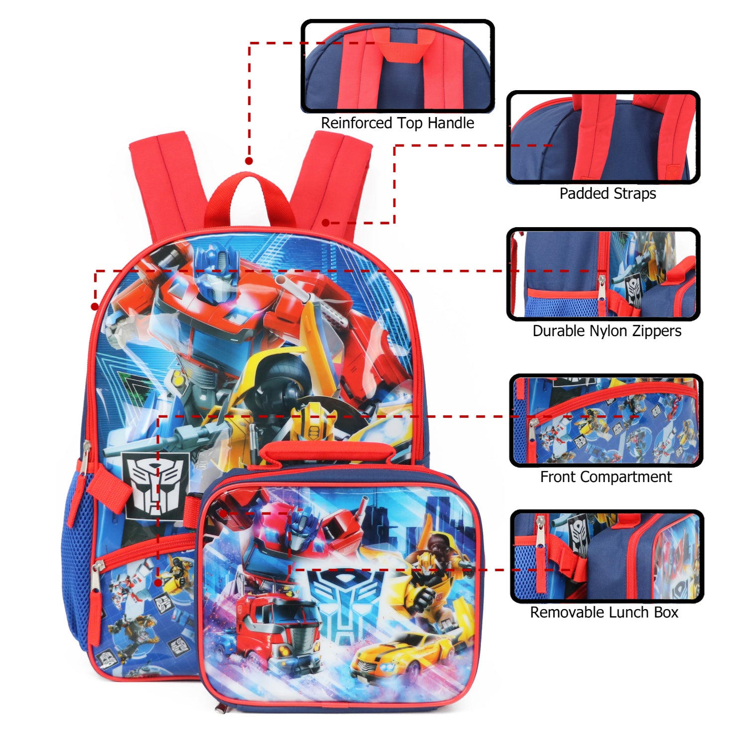 Transformers Full Size Backpack Lunchbox Set