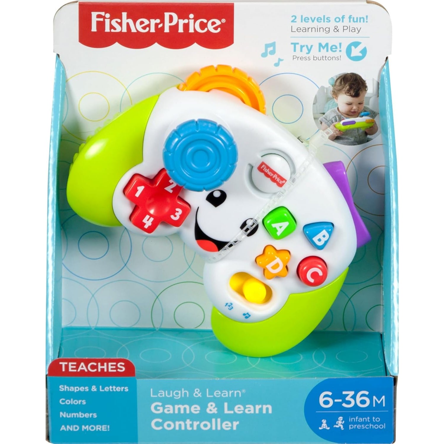 Fisher-Price Laugh & Learn Game & Learn Controller Musical Baby Toy With Lights, Green