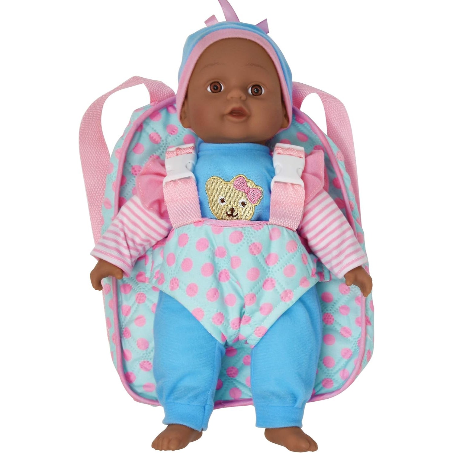 Baby Lilly Baby Doll with Take Along Blue and Pink Doll Carrier Backpack, 13 Inch