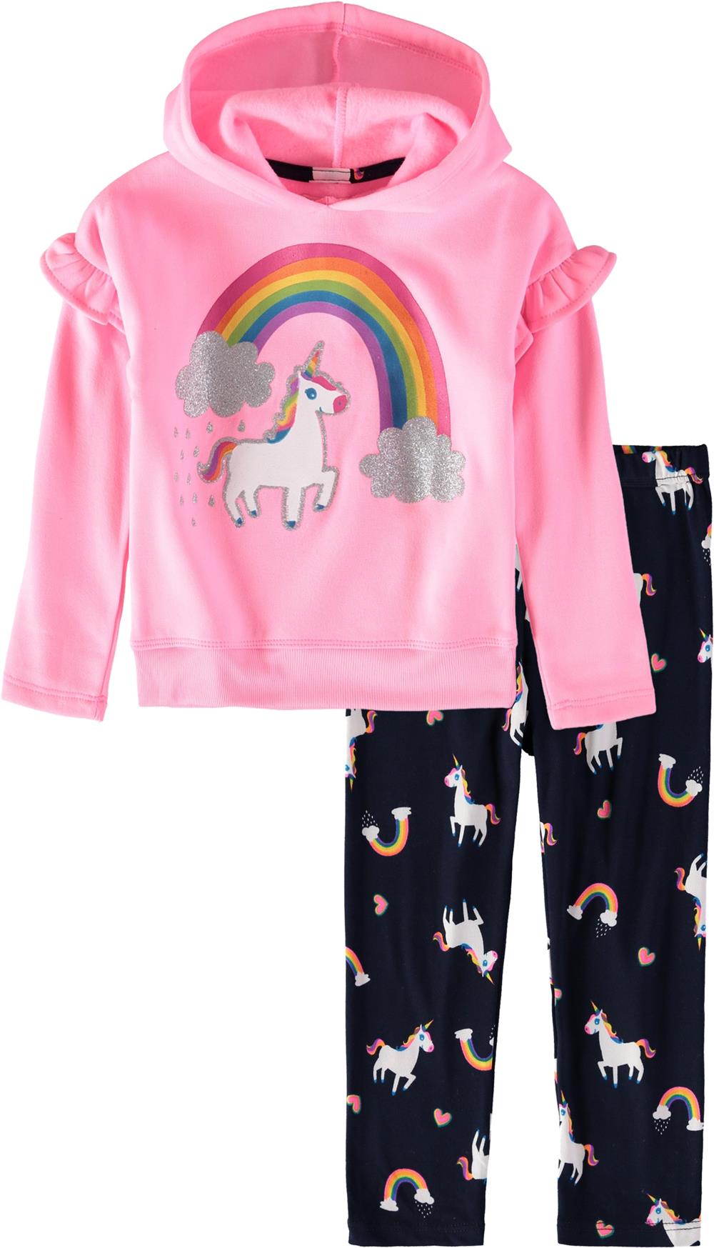 Colette Lilly Girls 12-24 Months Rainbow Unicorn Hooded Legging Set