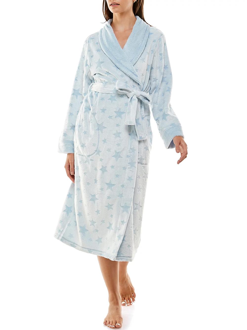 Jaclyn Intimates Womens Long Sleeve Ankle Length Shawl Collar Belted Robe