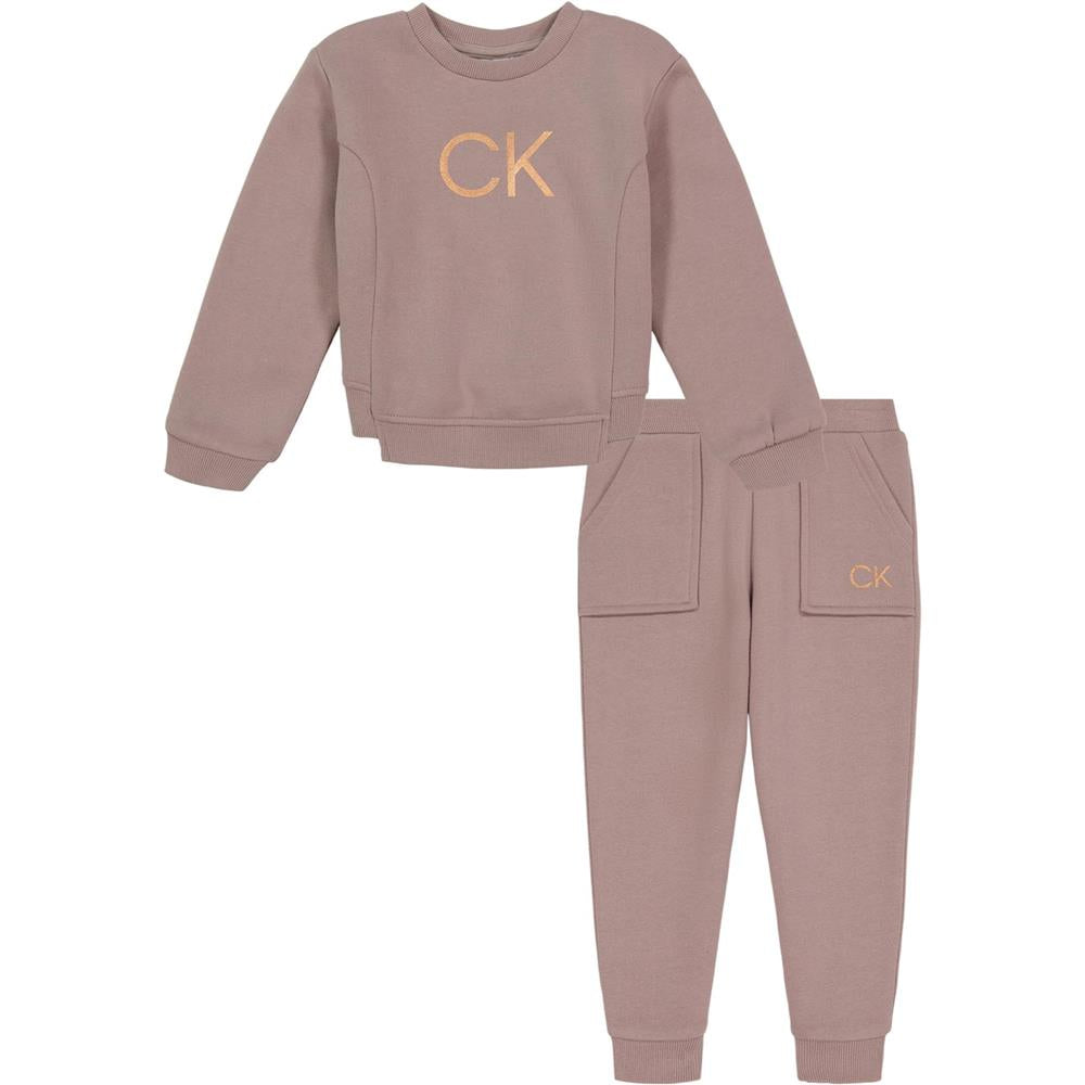 Calvin Klein Girls 7-16 Pullover Fleece Jogger Set