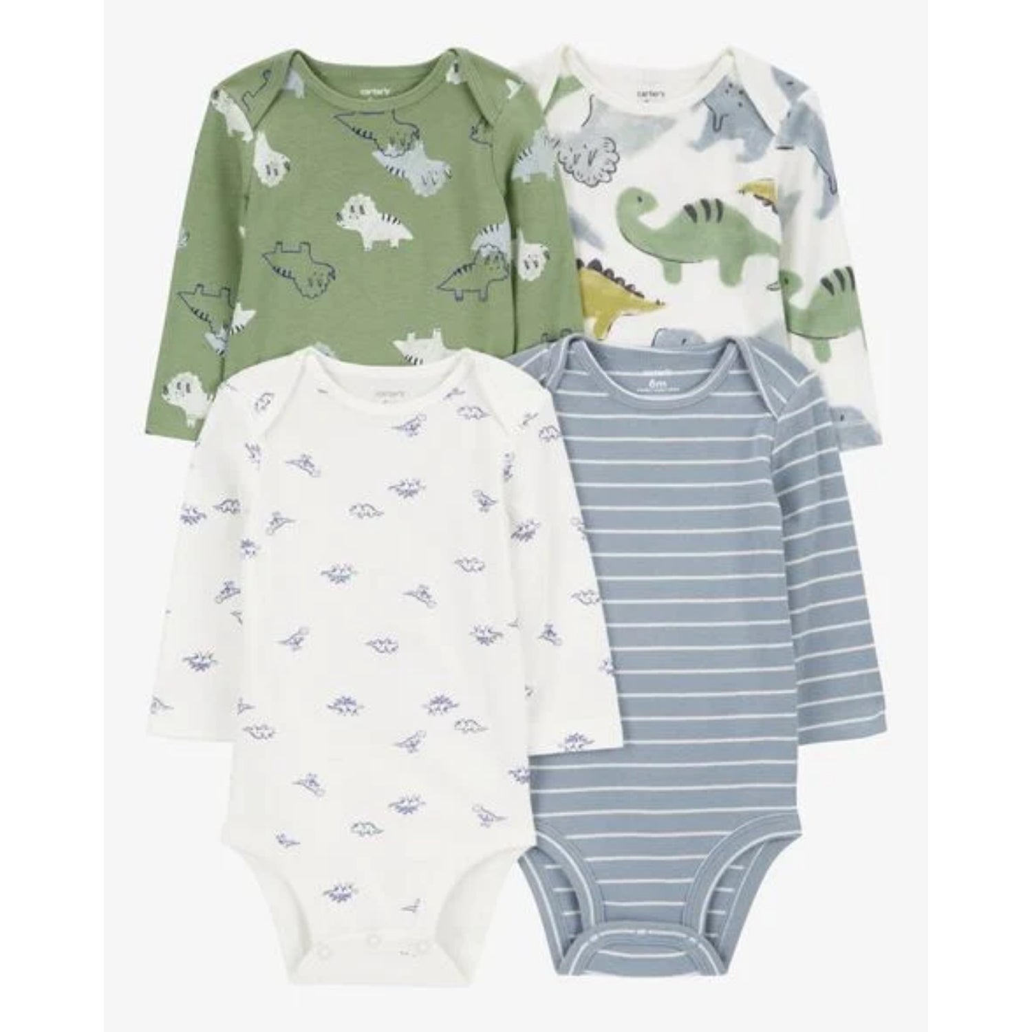 Carters Boys NB/Infant 4-Pack Long Sleeves Dino Bodysuit