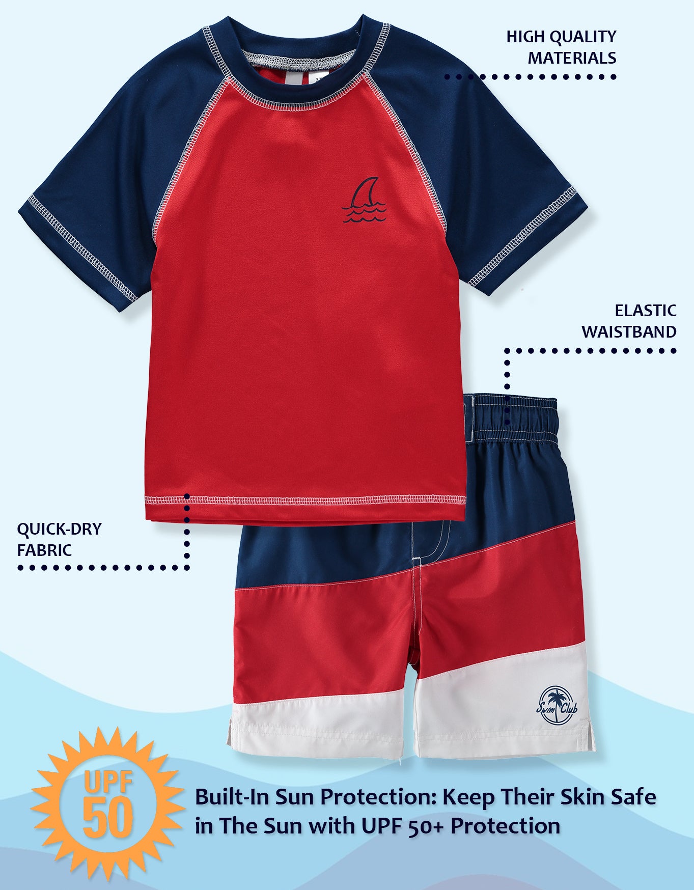 KIMU Boys 2T-4T Shark 2-Piece Rashguard Set