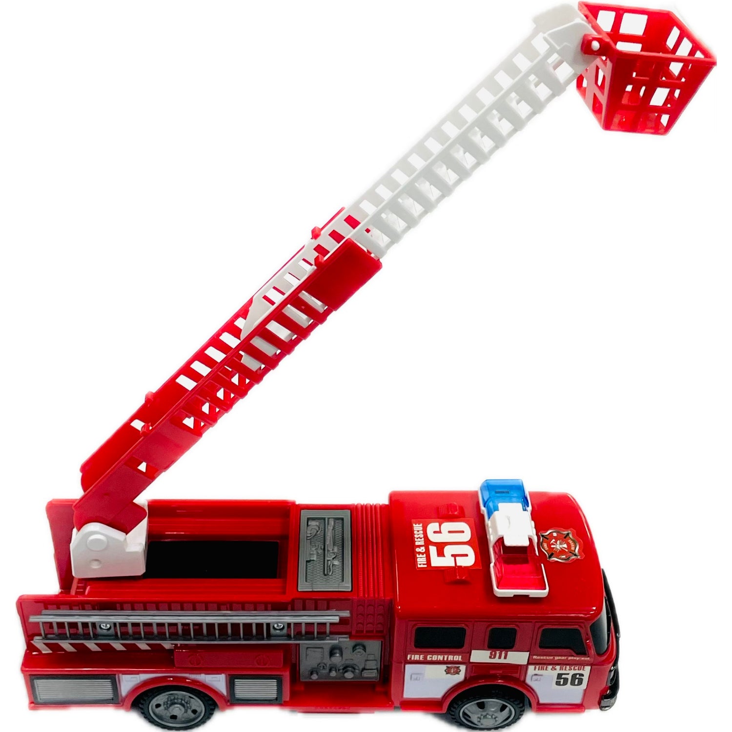 Mega Machines Fire Rescue Truck Engine 56 with Sirens & Flashing Lights - Battery Operated Bump & Go