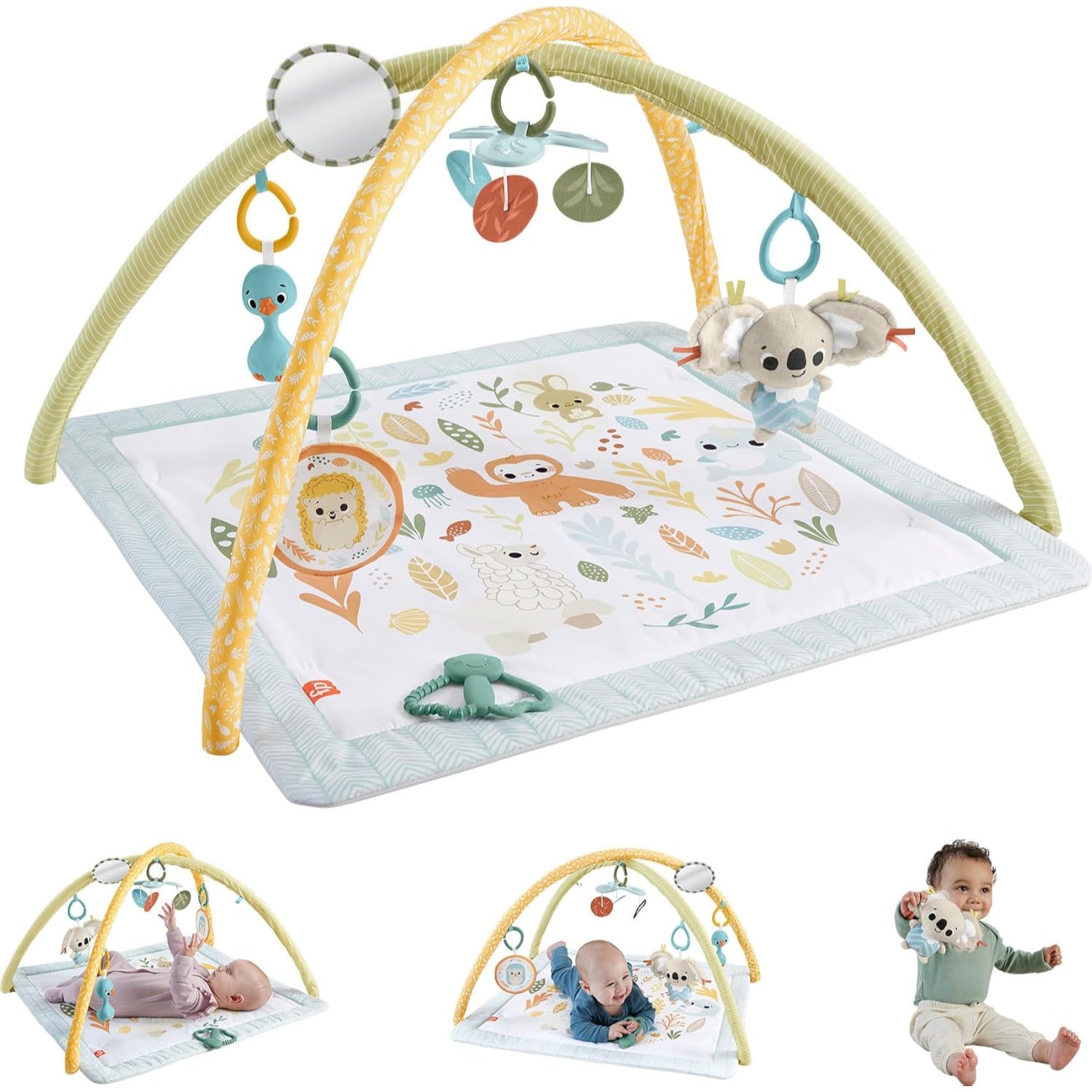 Fisher Price Simply Senses Newborn Gym Baby Activity Mat With 6 Sensory Toys