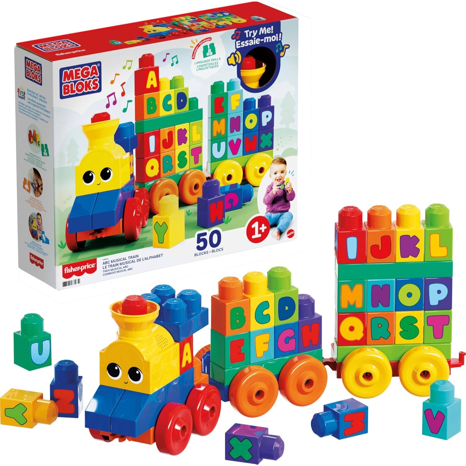 Fisher Price MEGA BLOKS 50pc ABC Musical Train