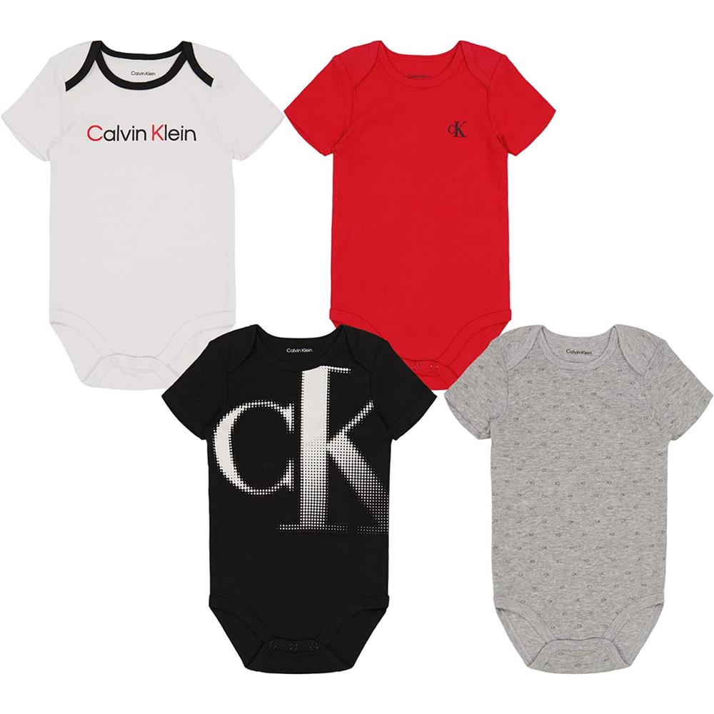 Calvin Klein Boys 12-24 Months Short Sleeve 4-Pack Bodysuit