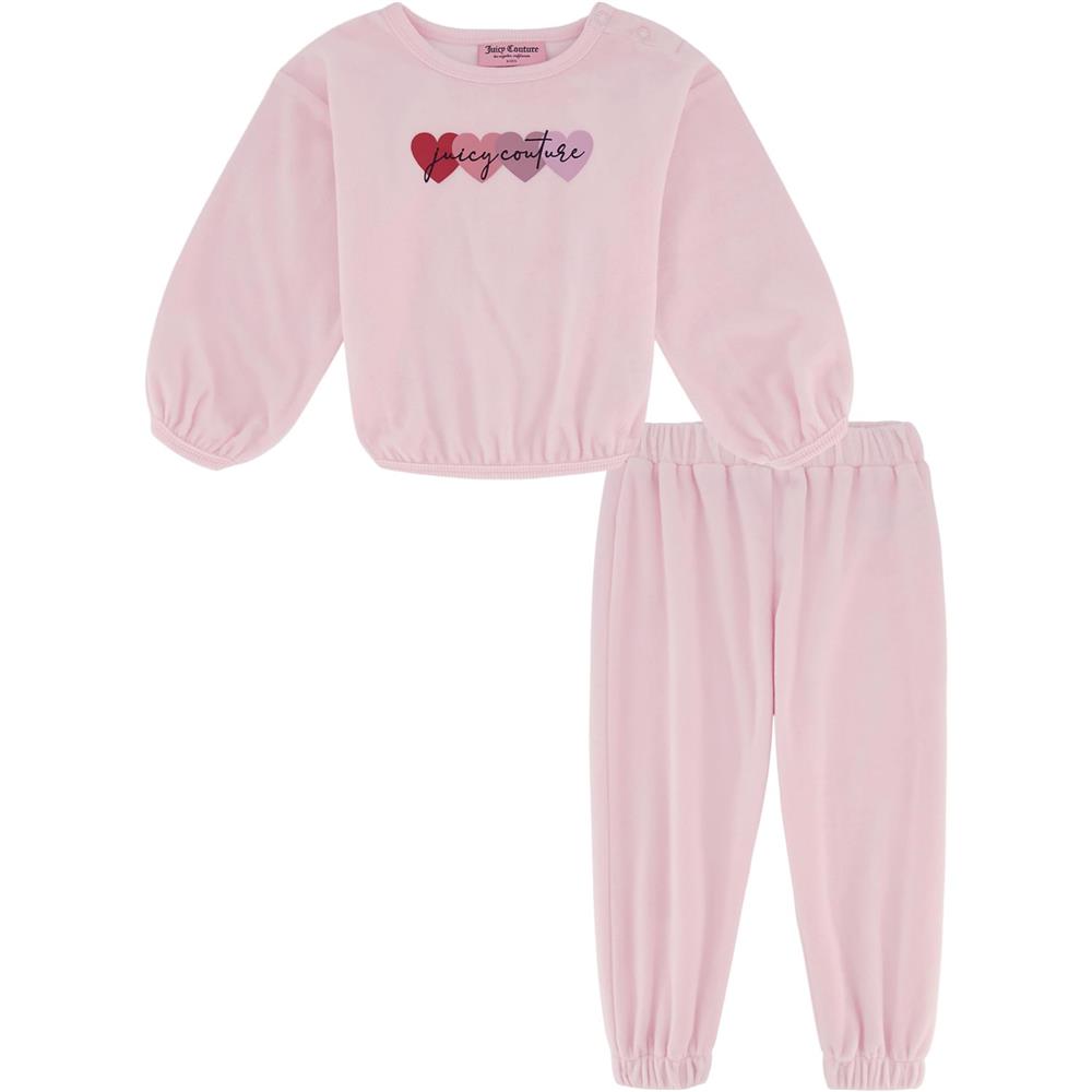 Juicy Couture Girls 0-9 Months 2-Piece Velour Heart Pant Set