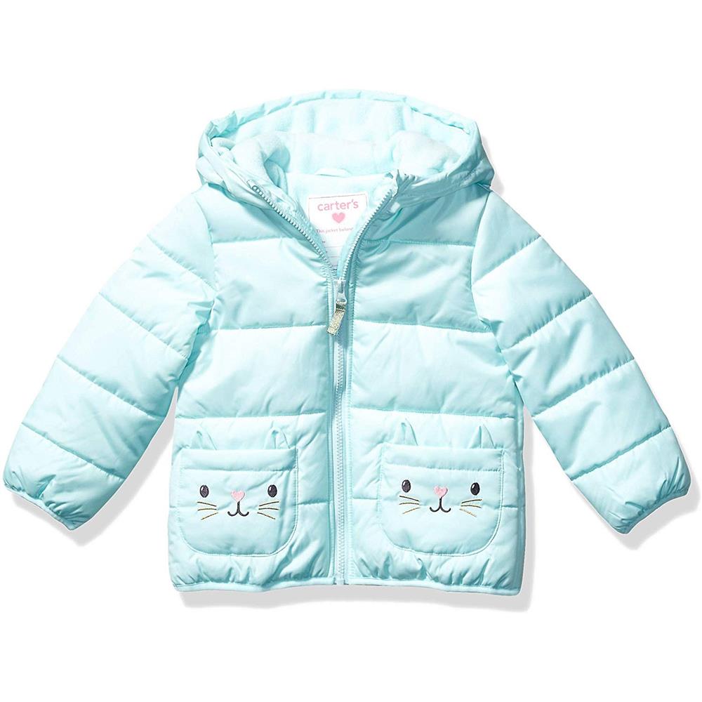 Carters Girls Kitty Pocket Puffer Jacket