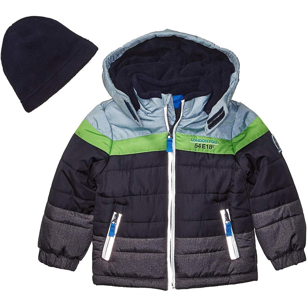 London Fog Boys Colorblock Puffer Jacket Hat