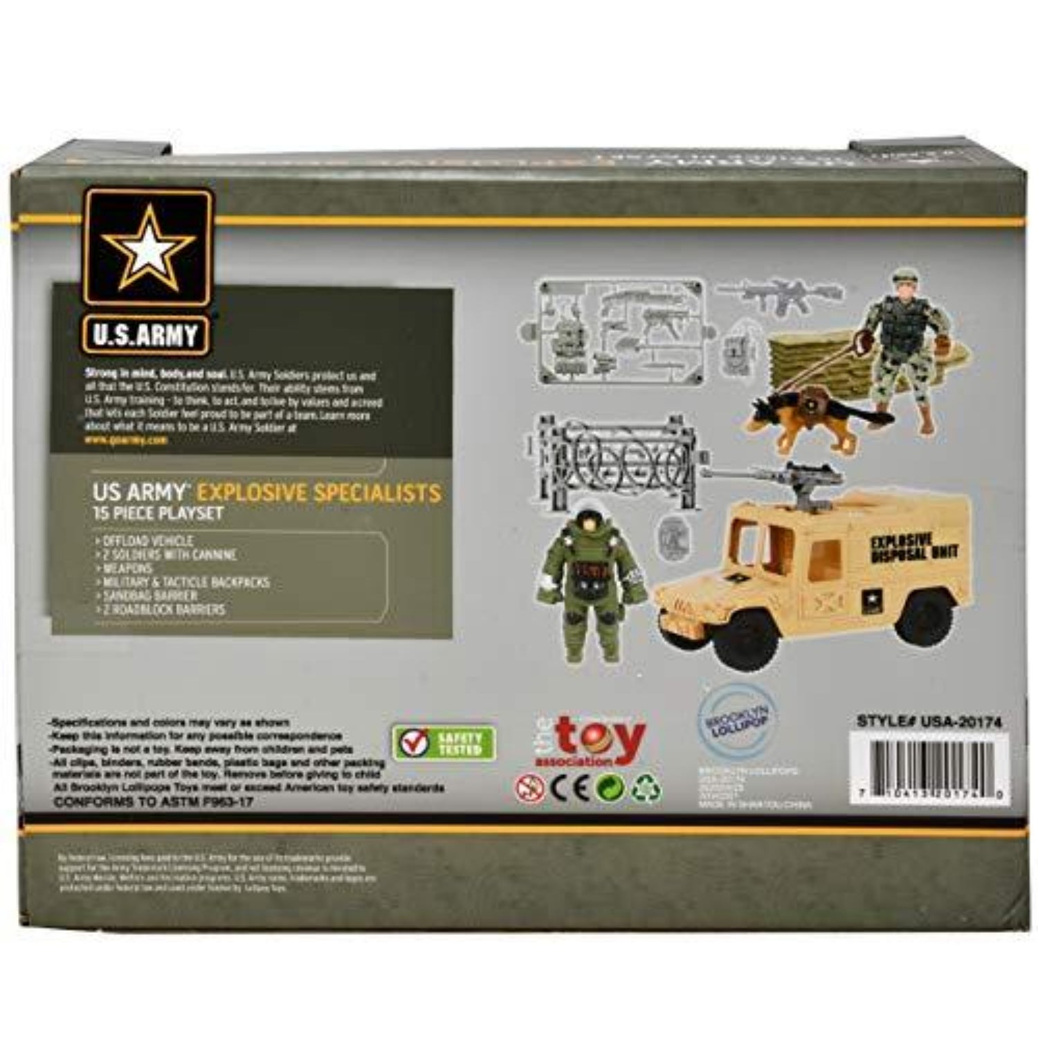 U.S. Army Explosive Specialists Military Toy 15 Piece Playset,  3+ Years