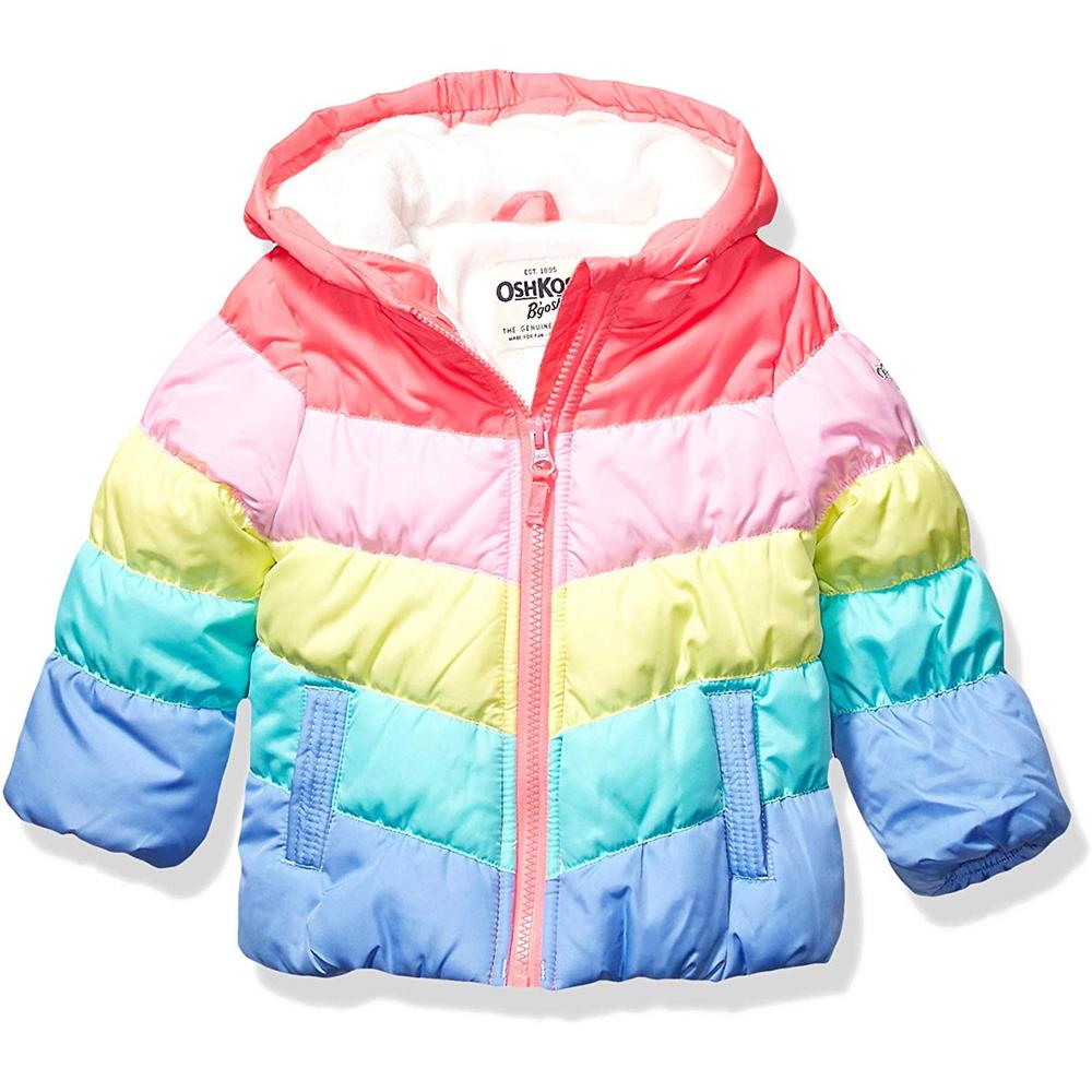 Osh Kosh Girls 4-6X Rainbow Chevron Puffer Jacket