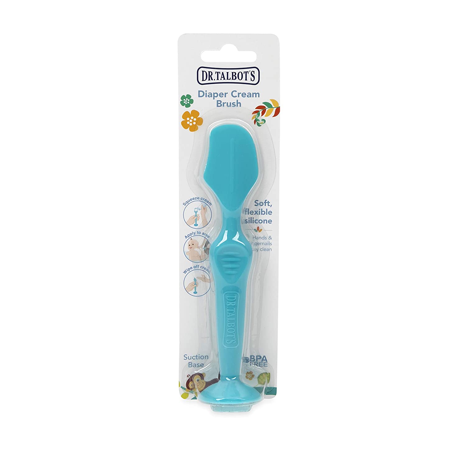 Nuby Dr. Talbots Silicone Diaper Cream Brush with Suction Base, Aqua