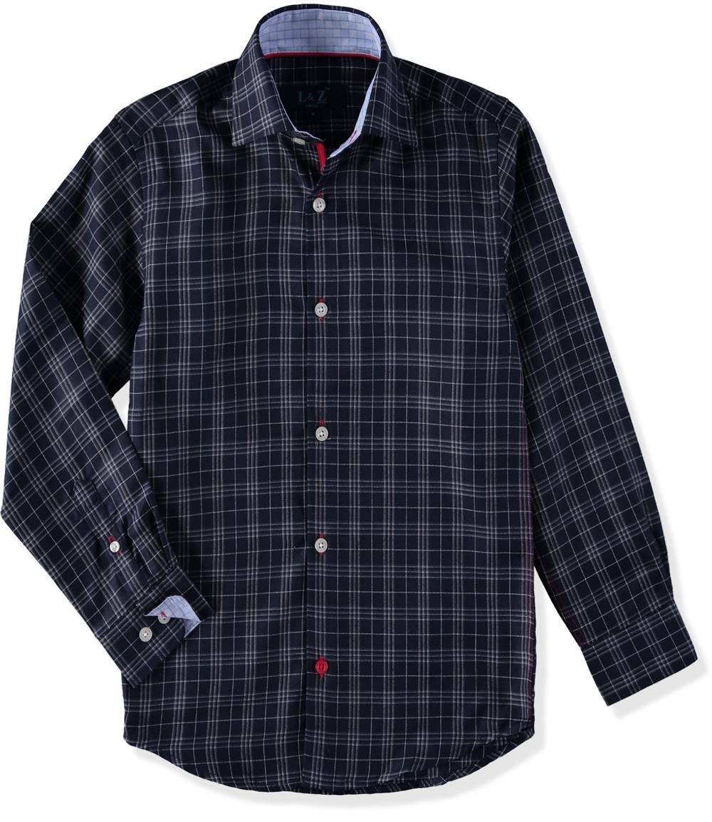 Leo & Zachary Boys 2-16 Hounds Plaid Dress Shirt