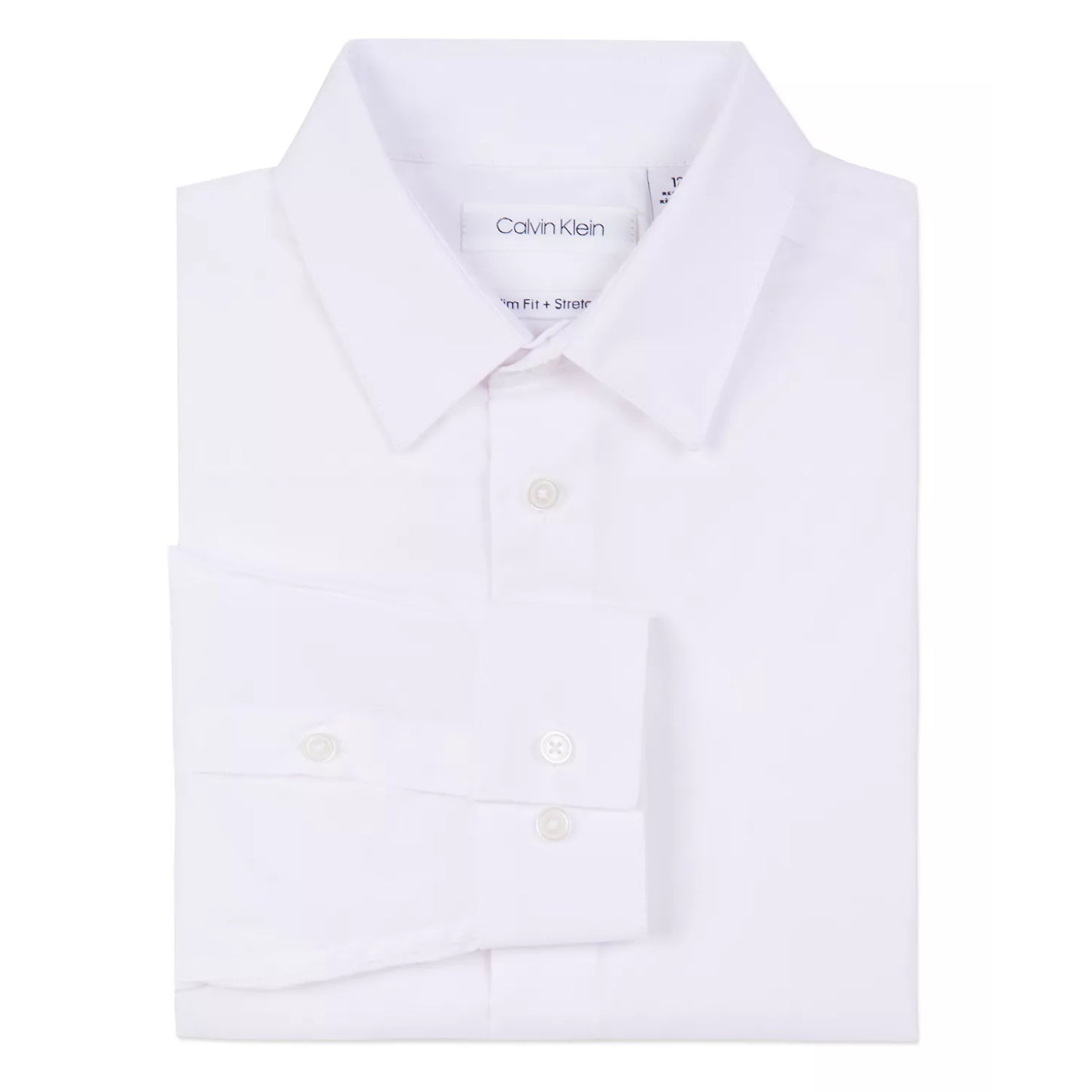 Calvin Klein Boys Slim Fit Solid Stretch Poplin Shirt