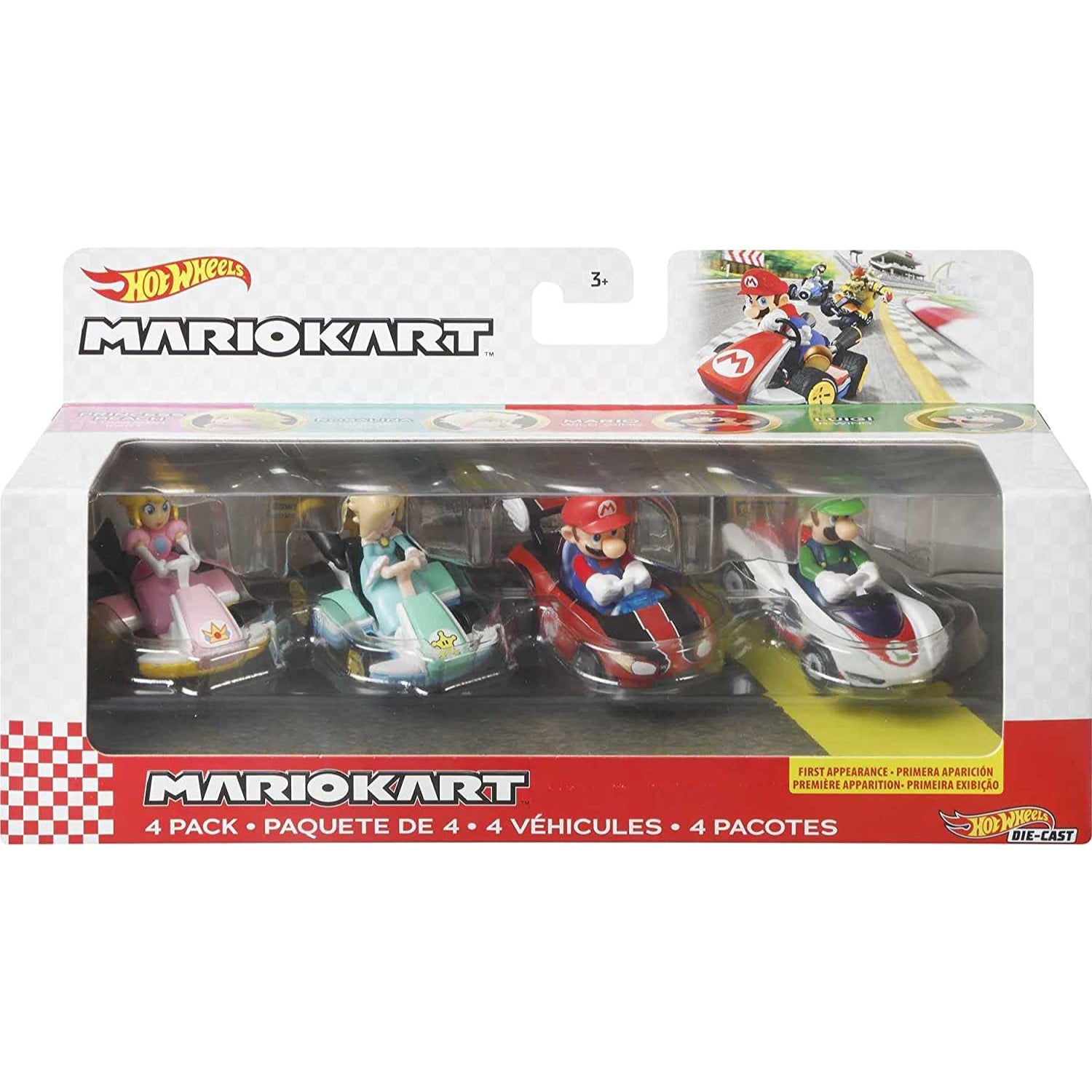 Mattel Hot Wheels Mario Kart Vehicle 4-Pack, Set of 4 Fan-Favorite Characters