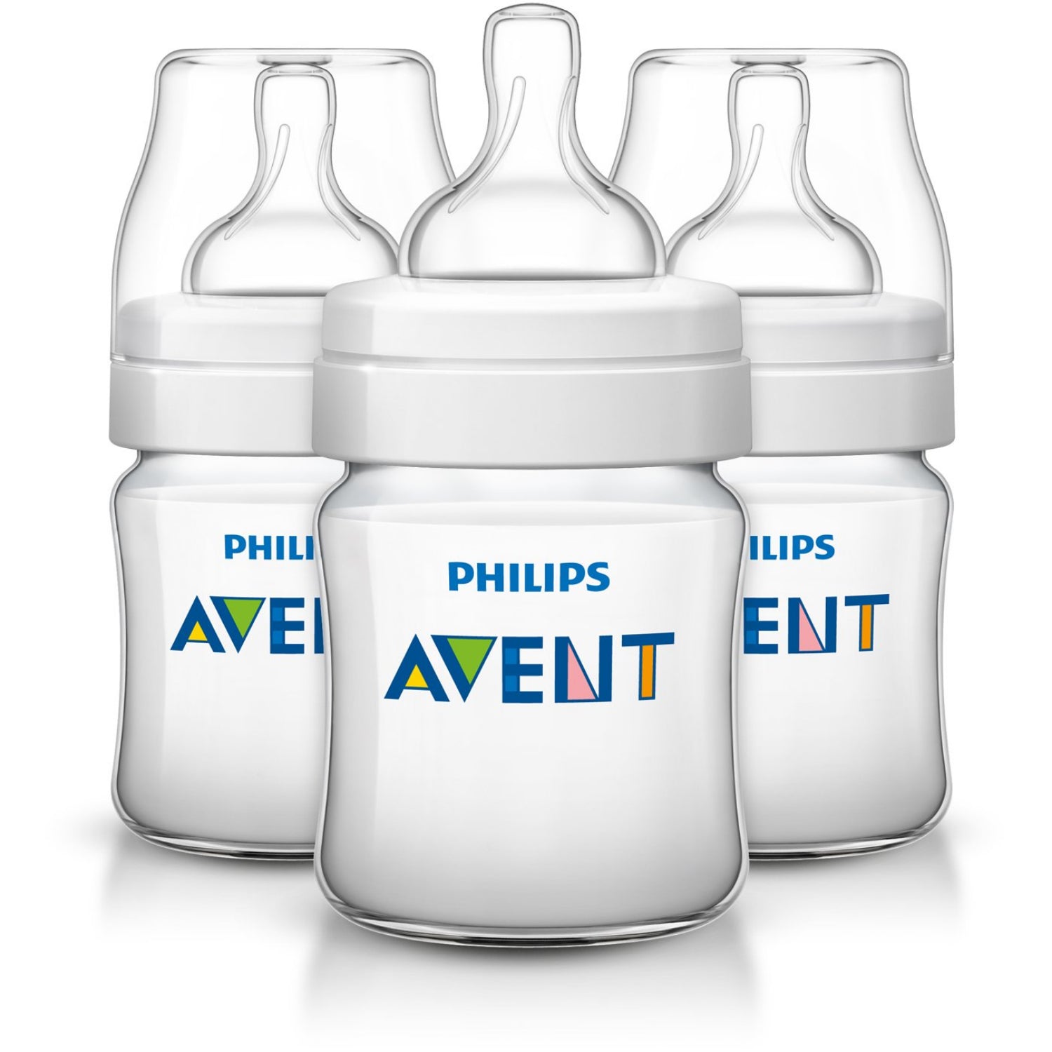 Philips Avent Anti-Colic Bottle with Air-Free Vent, Blue, 4oz - 3 Pack