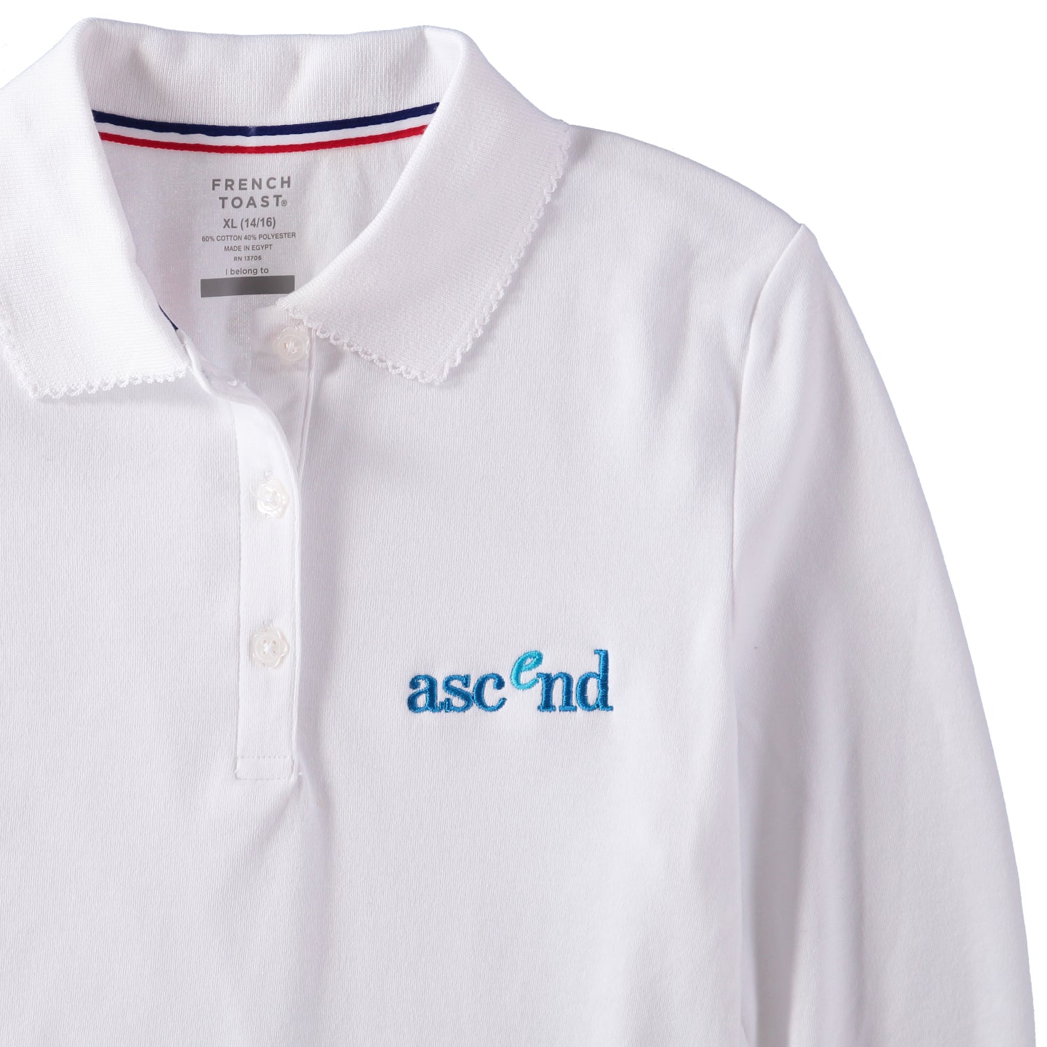 French Toast Girls 7-20 Ascend Long Sleeve Interlock Polo with Picot Collar