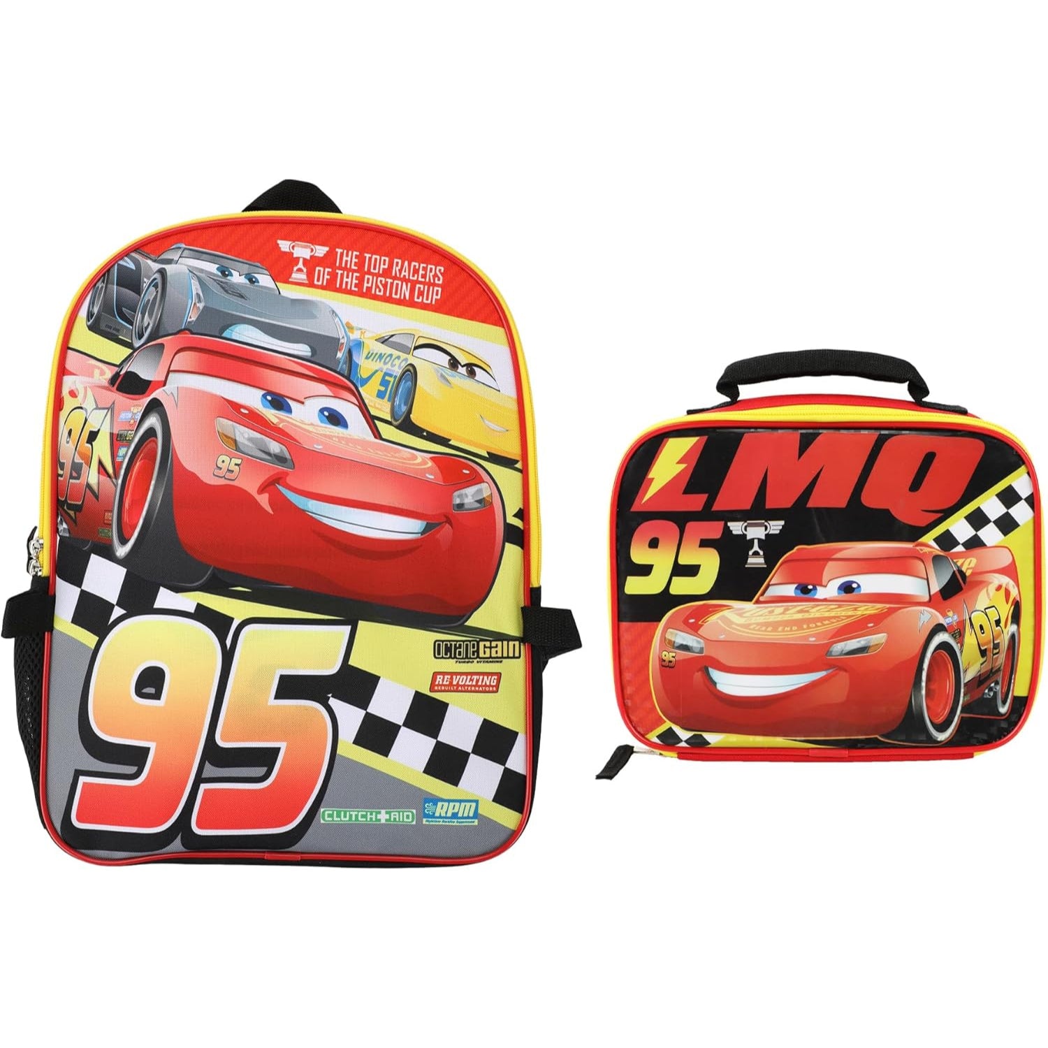 Bioworld Disney Cars Lightning McQueen #95 2-Piece Backpack & Lunchbox Set