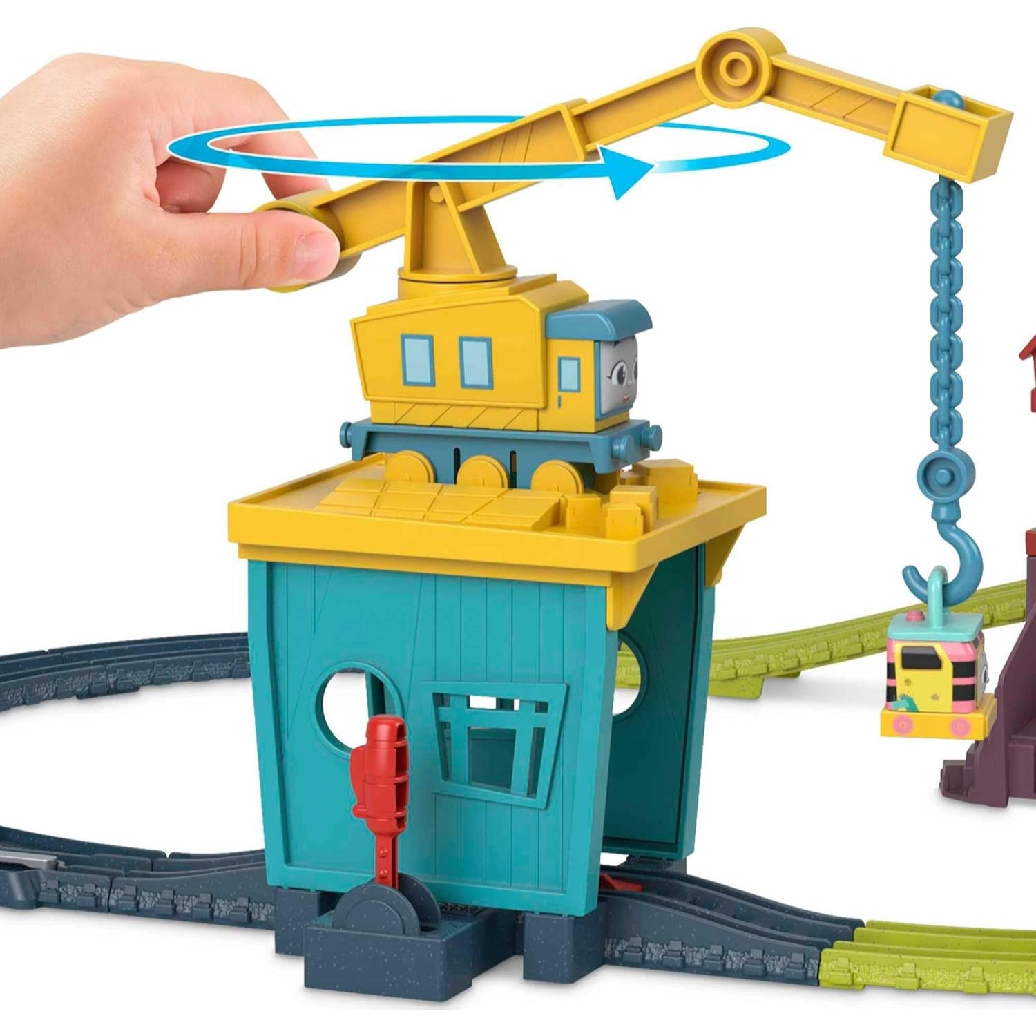 Fisher Price Thomas And Friends Train Set With Carly The Crane Sandy And Motorized Thomas, Fix ‘Em Up Friends