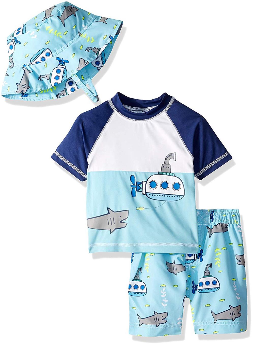 Wippette Boys 2T-4T Shark Submarine Rash Guard Swim Set