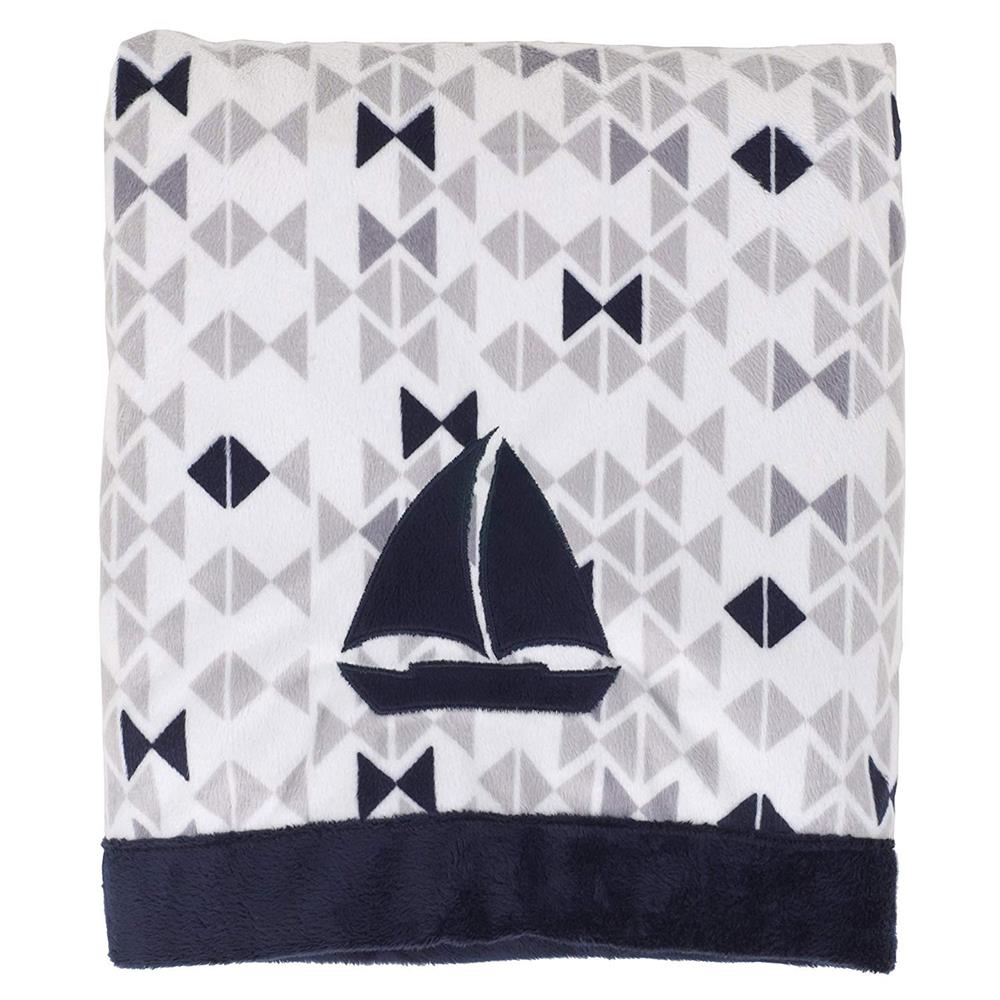 Nautica Kids Nursery Separates Super Soft with Printed Velboa Baby Blanket, Sailboat