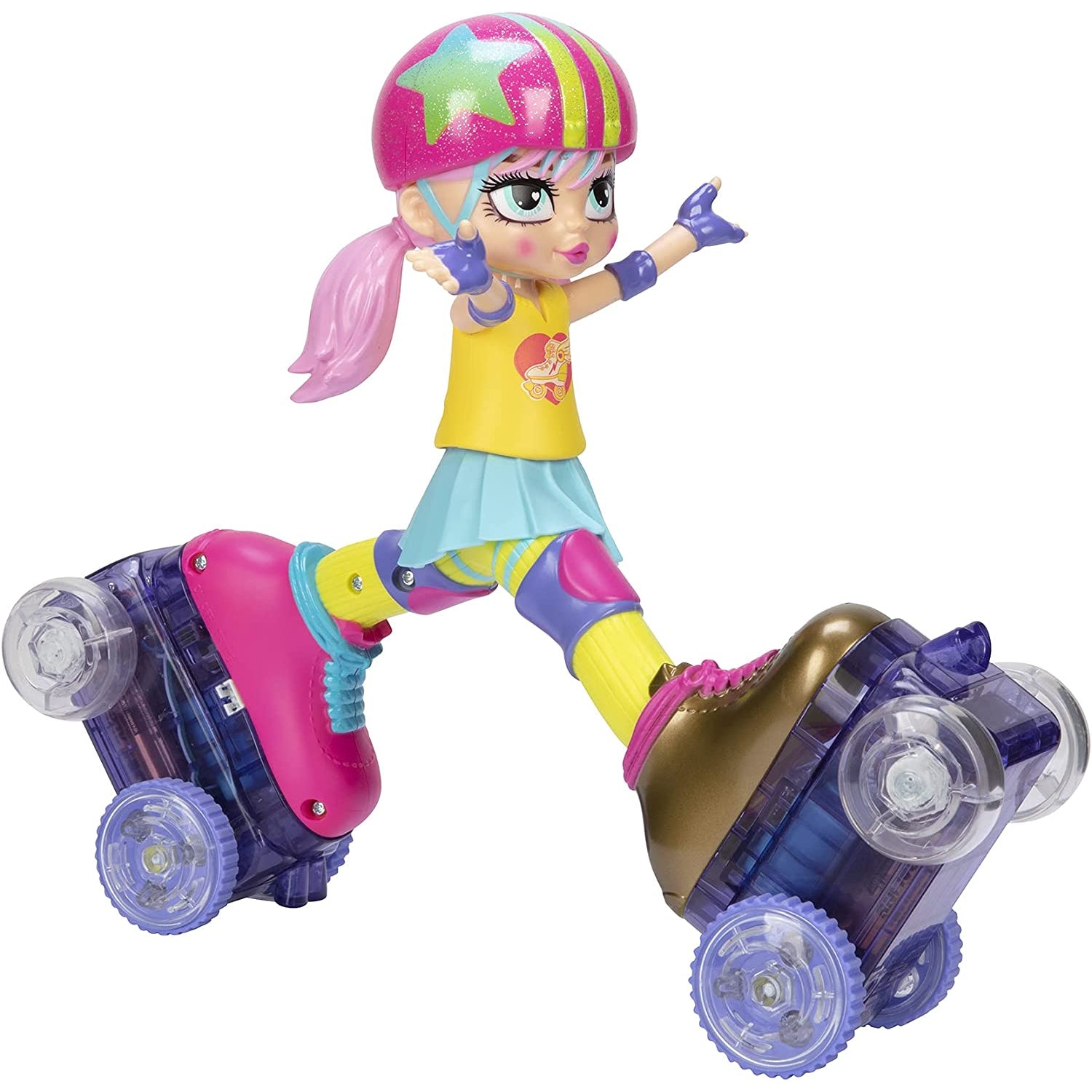 Rock N Rollerskate Doll Rainbow Riley Light Up Remote Control Rollerskating Doll