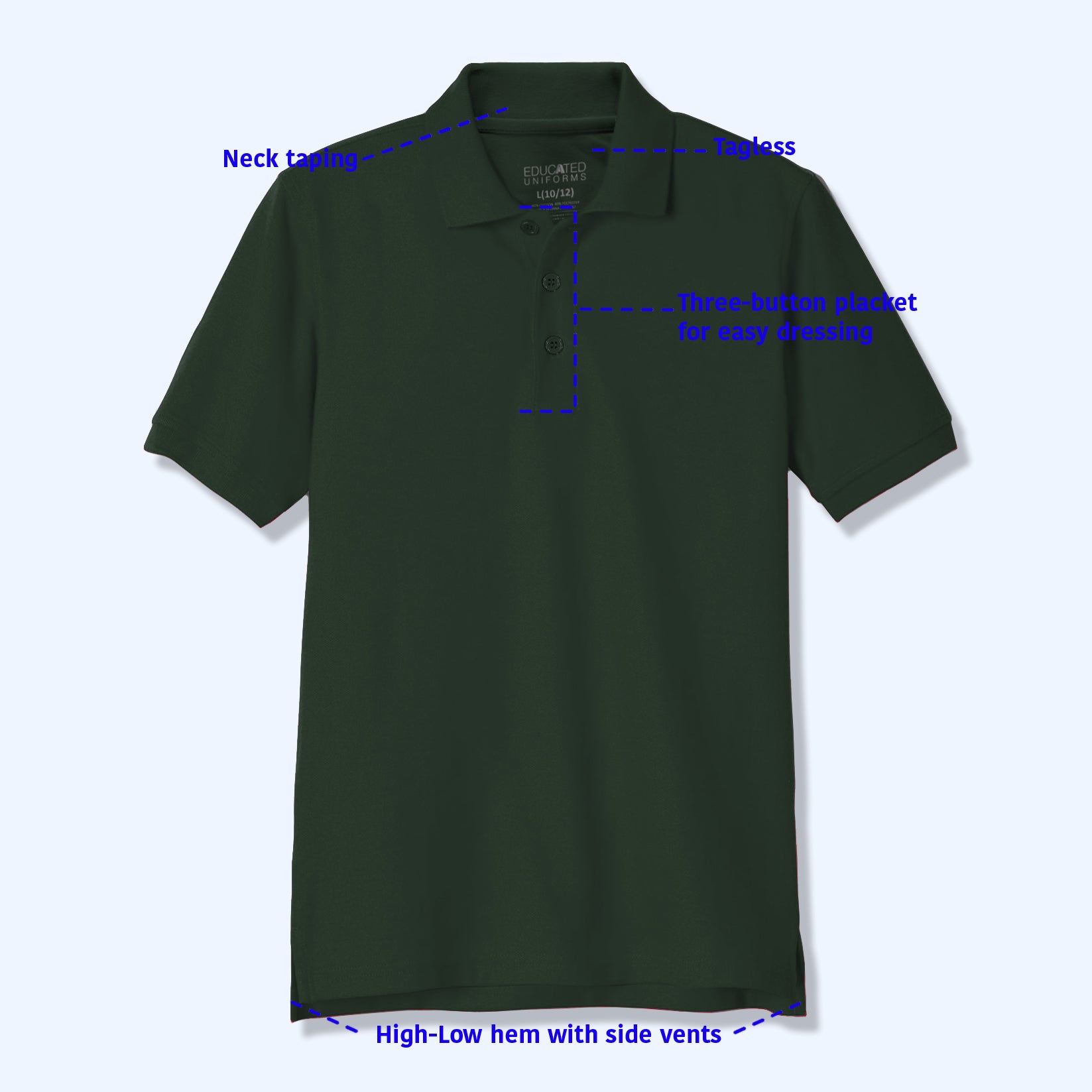 Educated Uniforms Boys 4-20 Short Sleeve Pique Polo Shirt