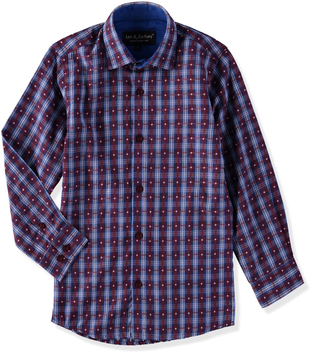 Leo & Zachary Boys 2-16 Madras Plaid Dress Shirt