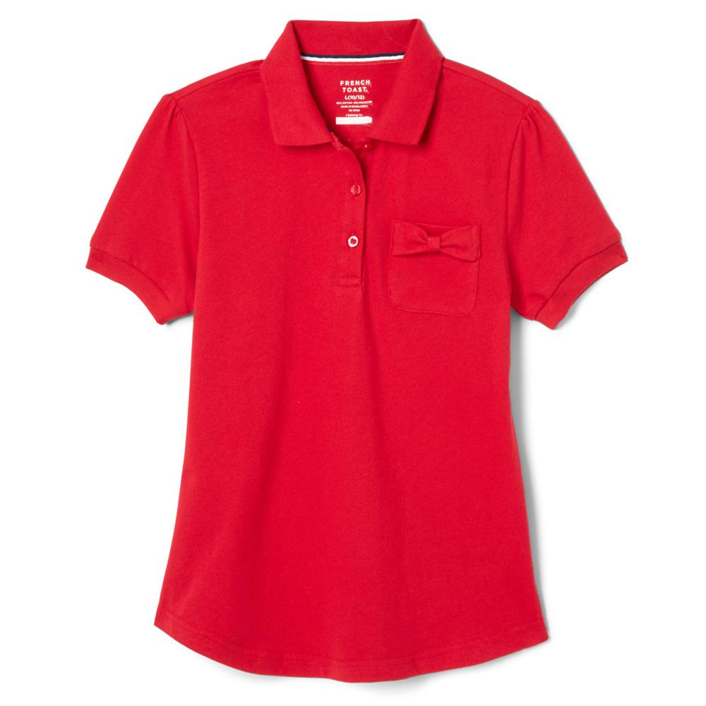 French Toast Short Sleeve Bow Pocket Polo Shirt