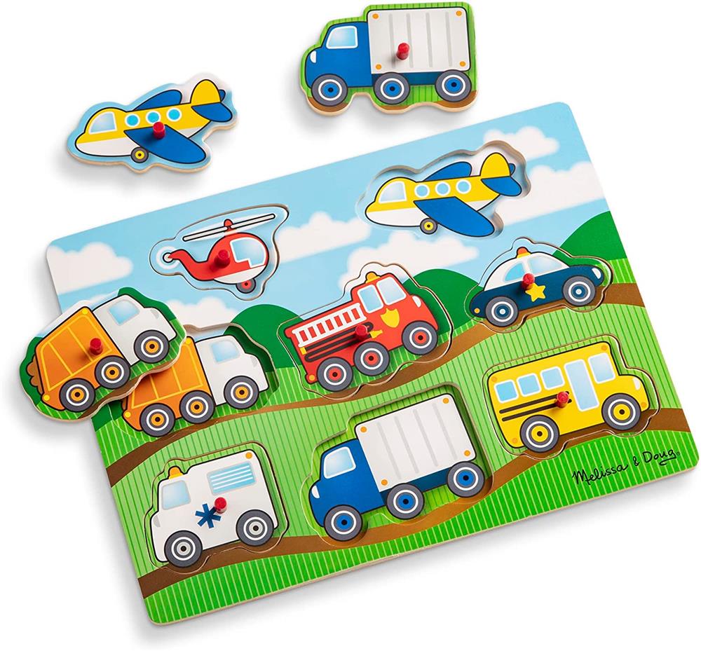 Melissa and Doug Vehicle Peg Puzzle - 8pc