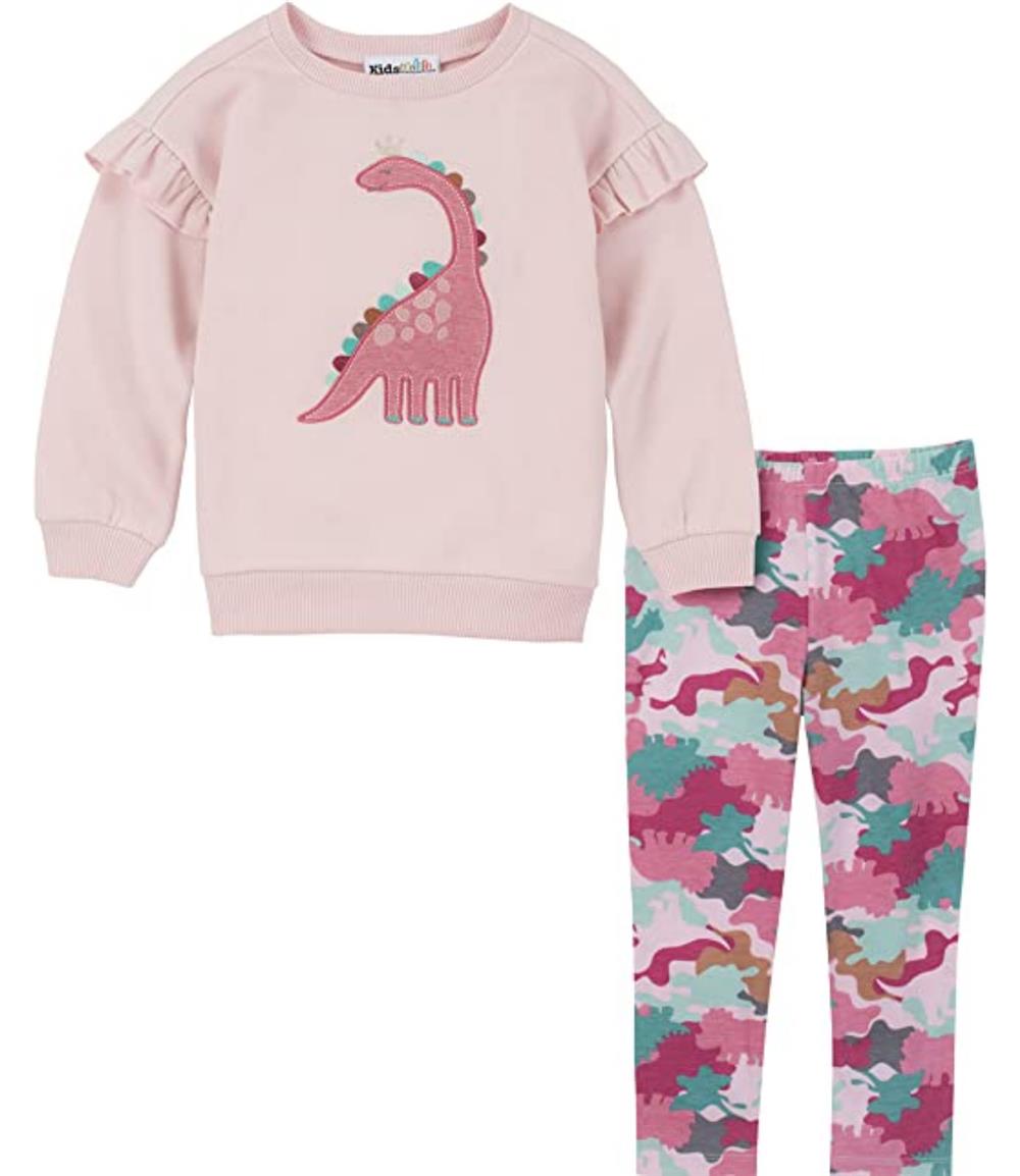 Kids Headquarters Girls 2T-4T Dinosaur Ruffle Legging Set