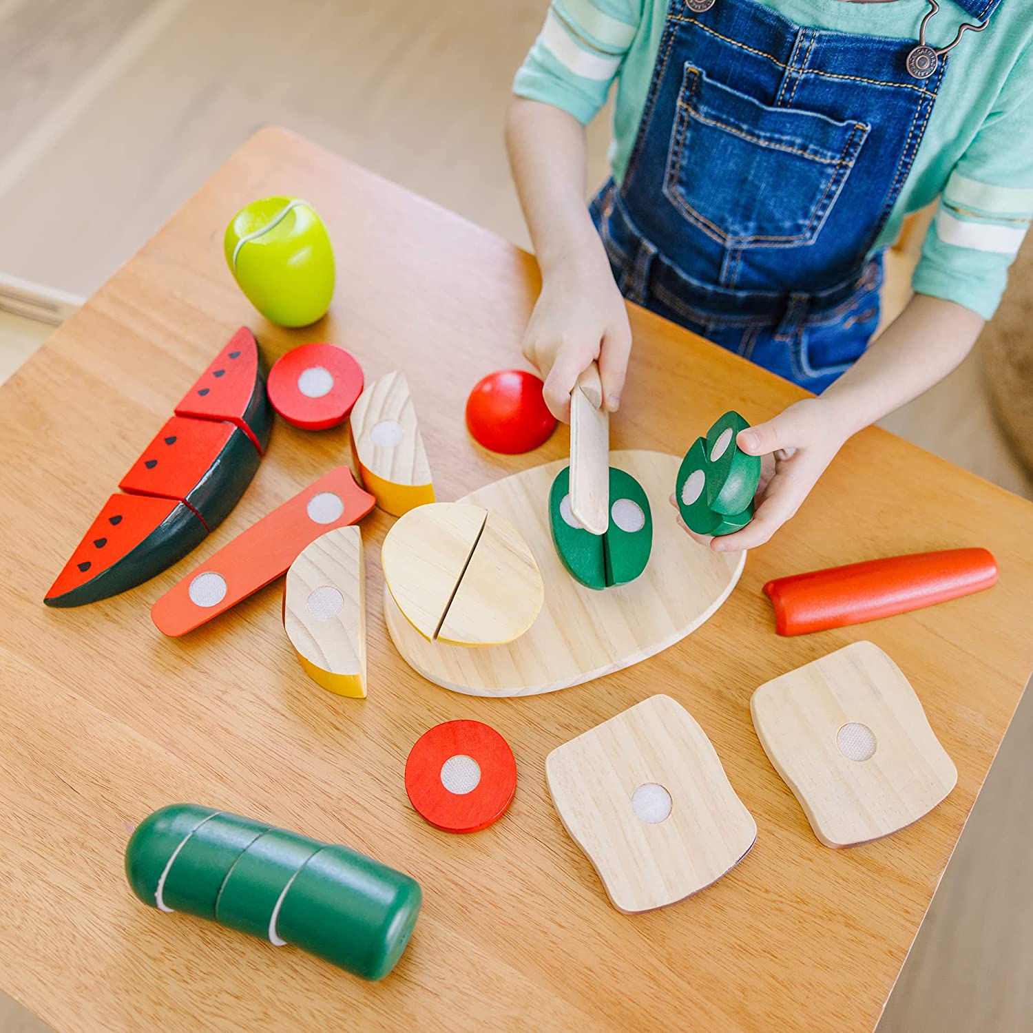 Melissa and Doug Cutting Food -  25+ Hand-Painted Wooden Play Food