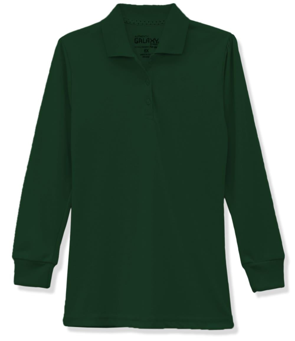 Galaxy Girls 7-20 Long Sleeve Polo School Uniform Shirt