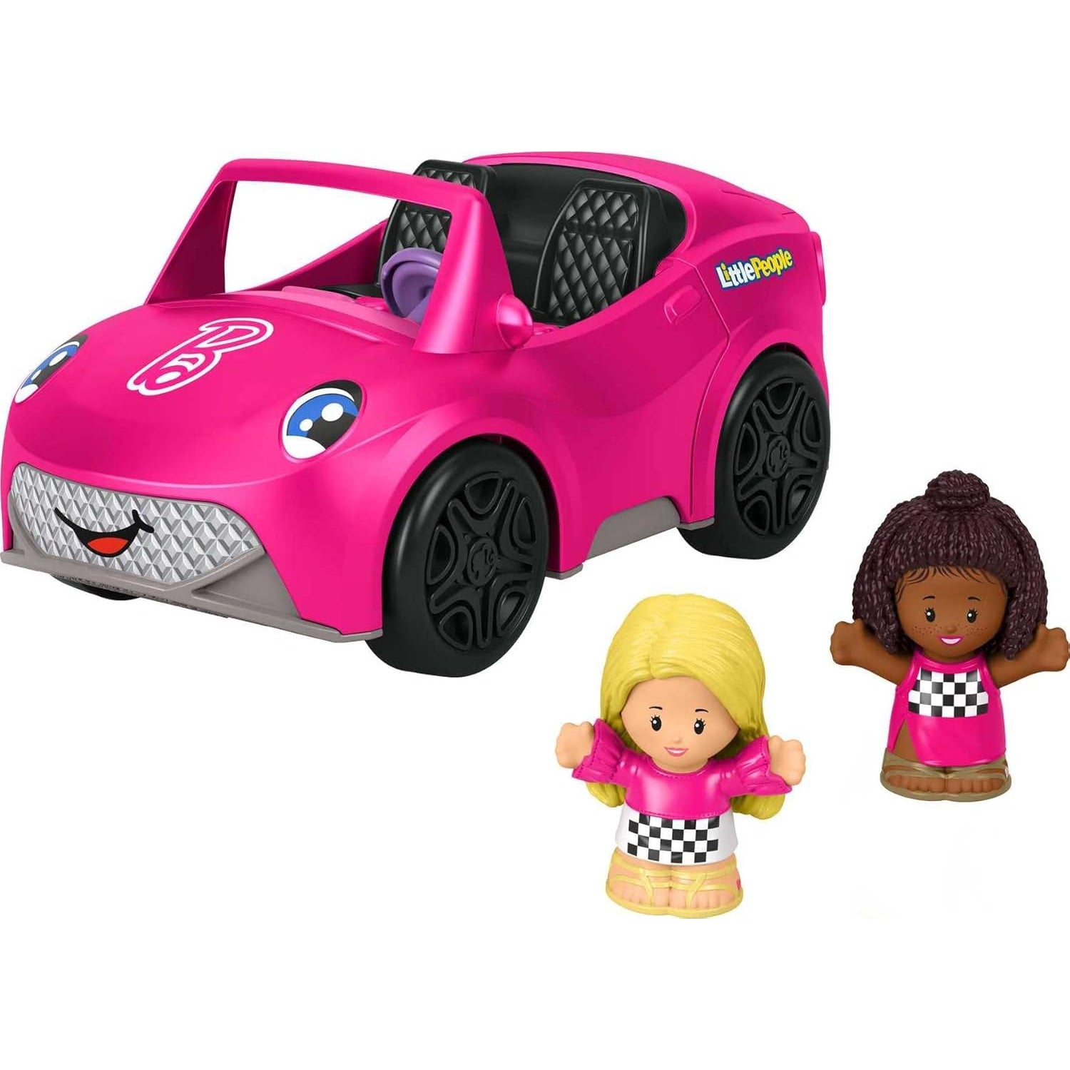 Fisher Price Little People Barbie Convertible Toy Car With Music Sounds & 2 Figures For Toddlers