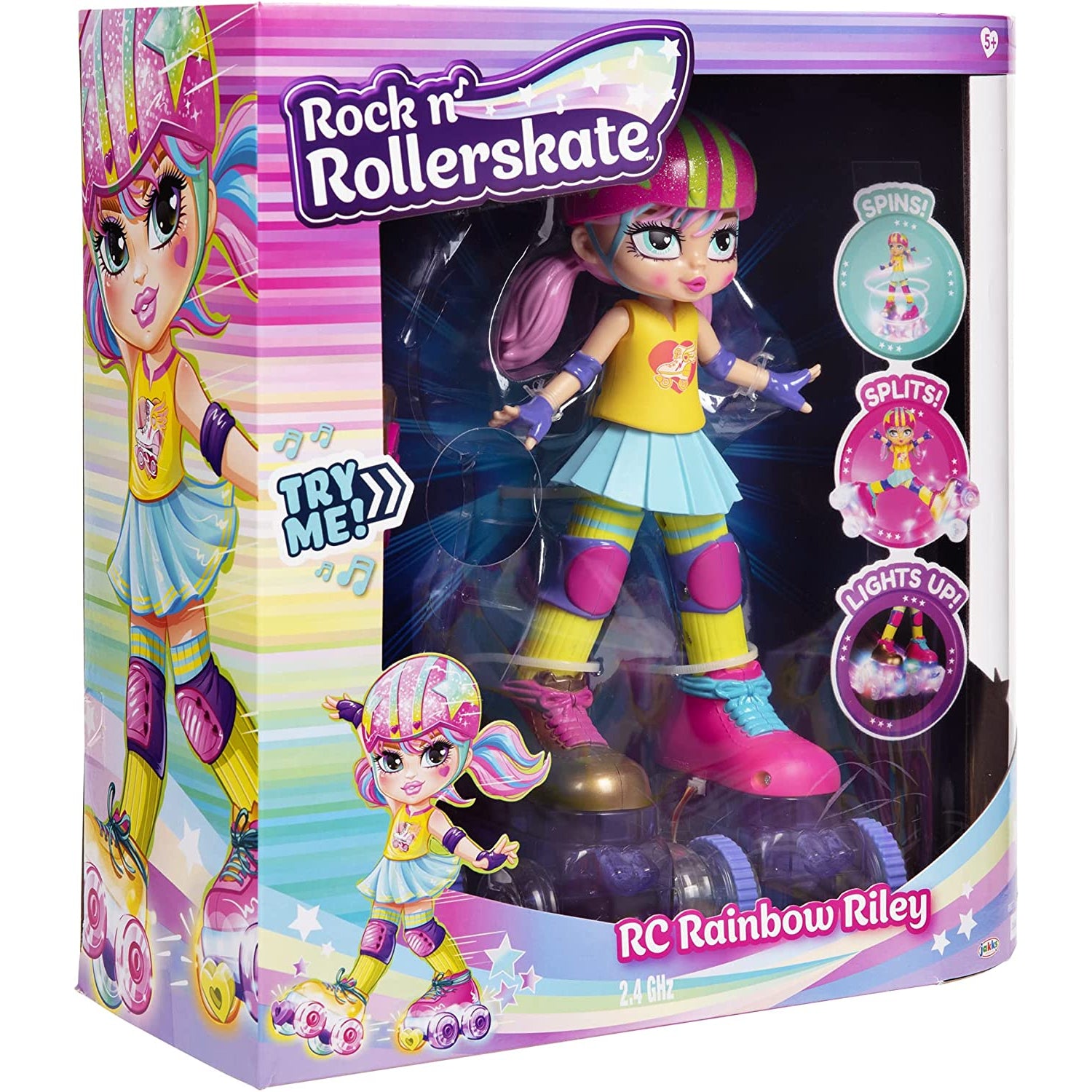 Rock N Rollerskate Doll Rainbow Riley Light Up Remote Control Rollerskating Doll